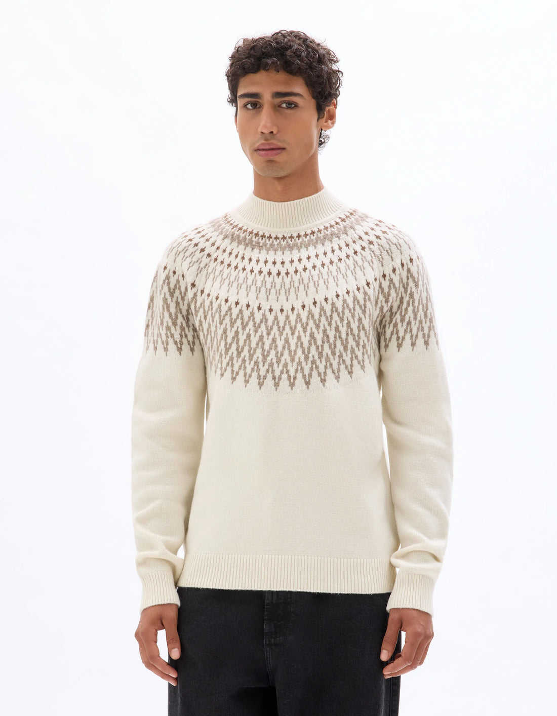 Celio_White_Wool Blend Jacquard Sweater - Ecru_MEFAIRISLE_ECRU_01