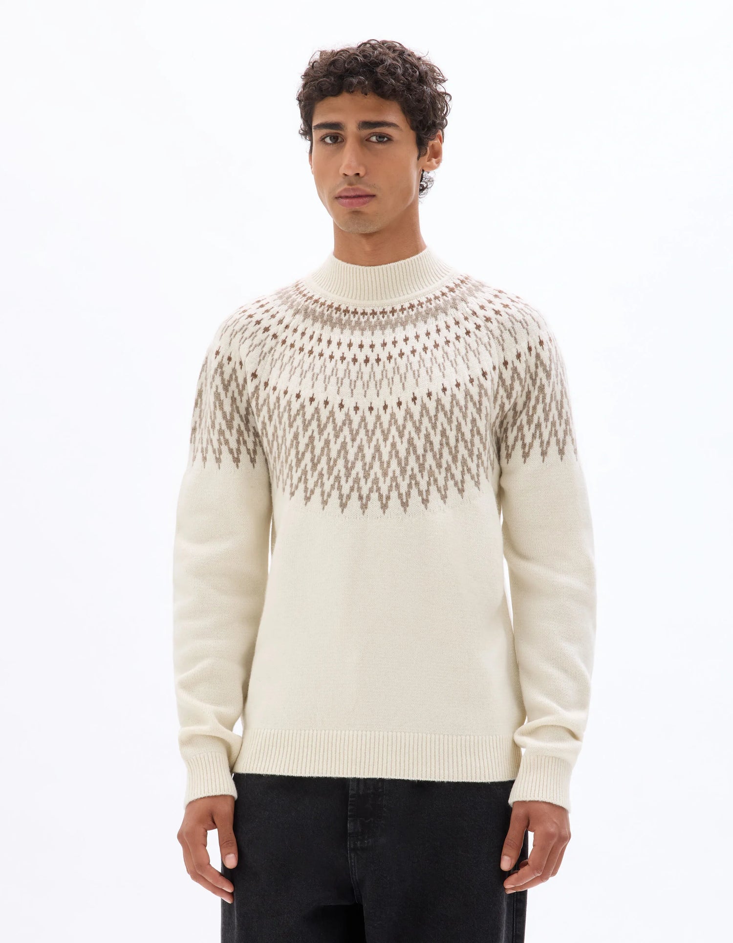 Celio_White_Wool Blend Jacquard Sweater - Ecru_MEFAIRISLE_ECRU_01