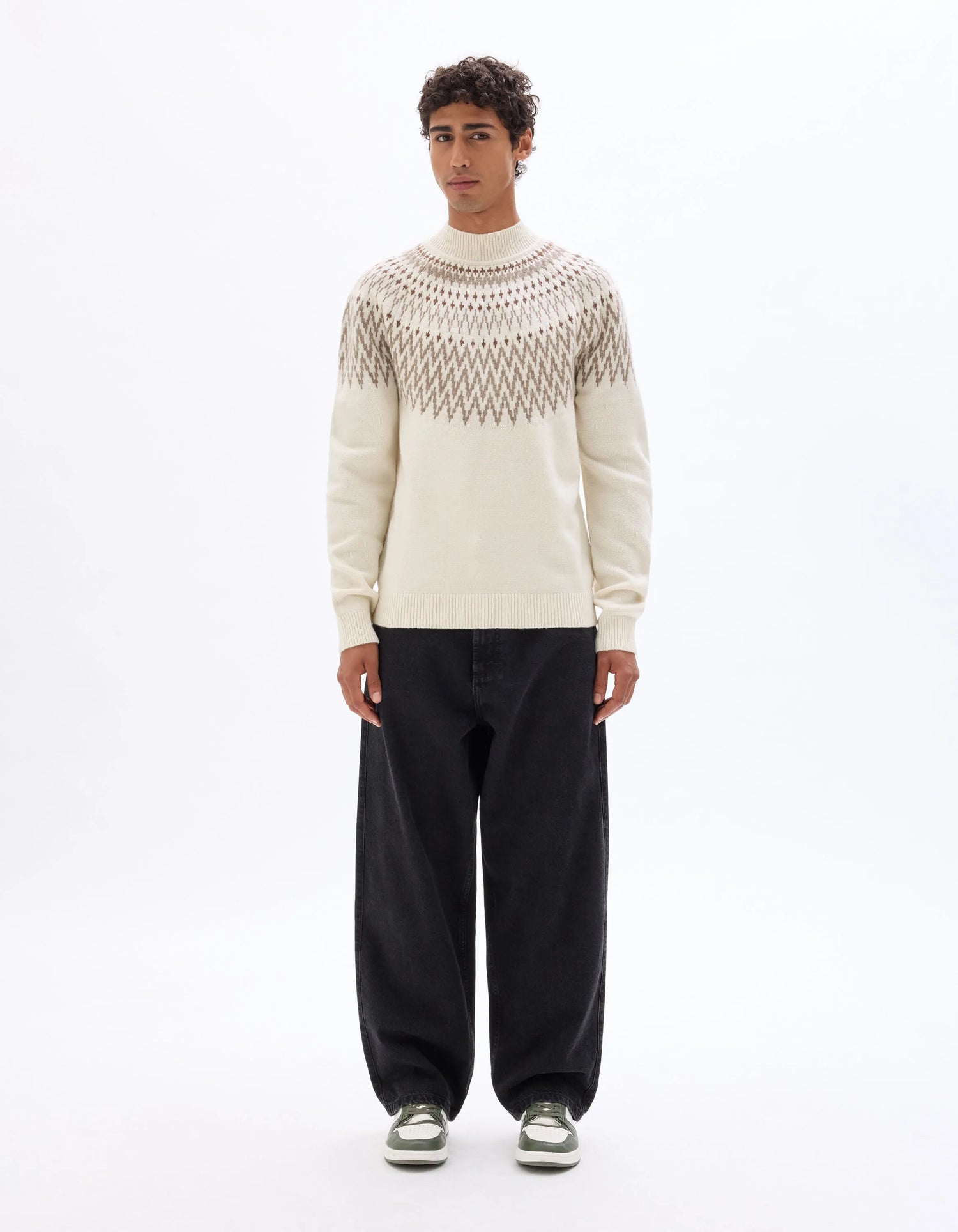 Celio_White_Wool Blend Jacquard Sweater - Ecru_MEFAIRISLE_ECRU_02