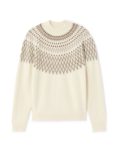 Celio_White_Wool Blend Jacquard Sweater - Ecru_MEFAIRISLE_ECRU_05