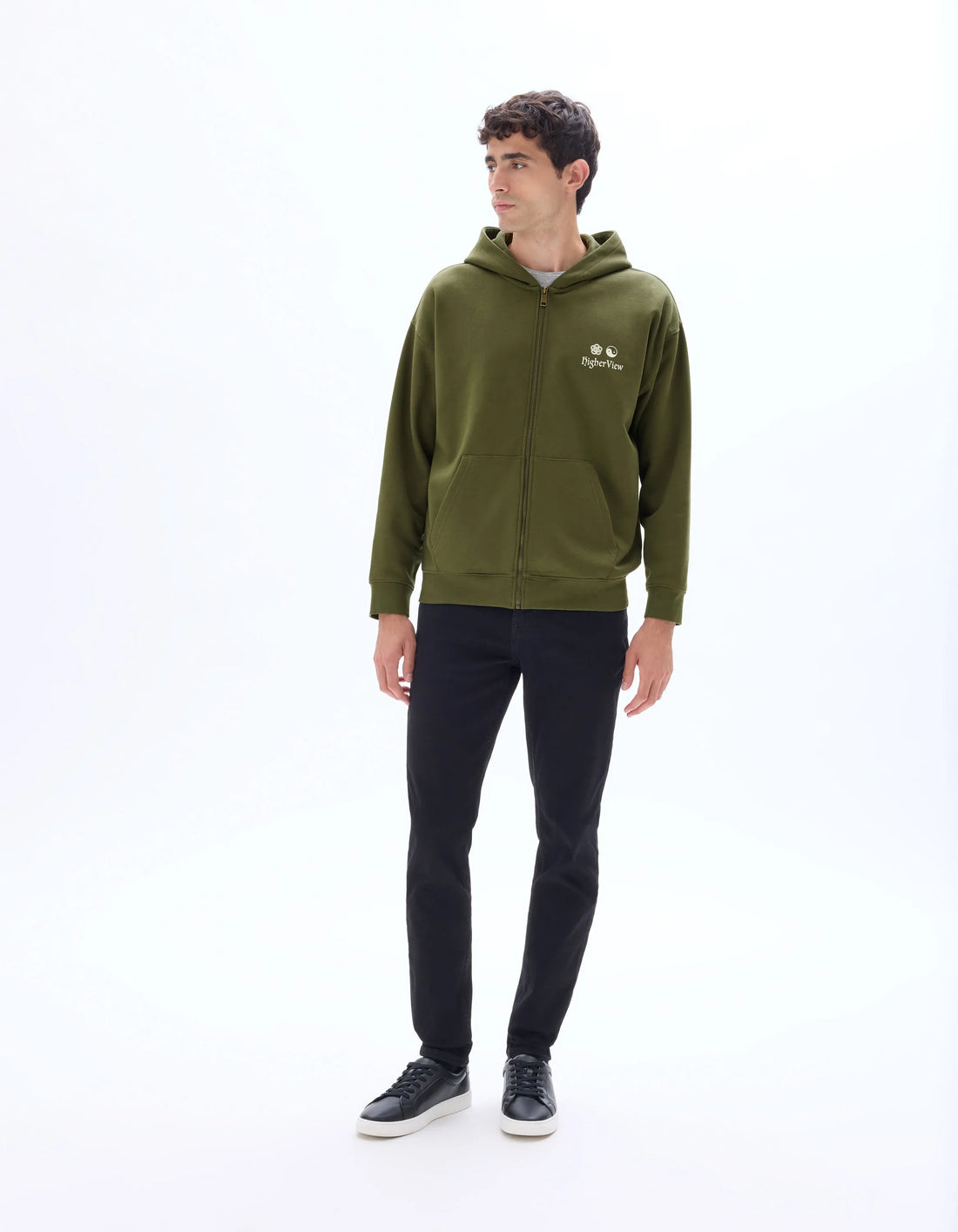 Celio_Khaki_Fuji Printed Oversized Zip Hoodie_MEFUJI_KHAKI_01