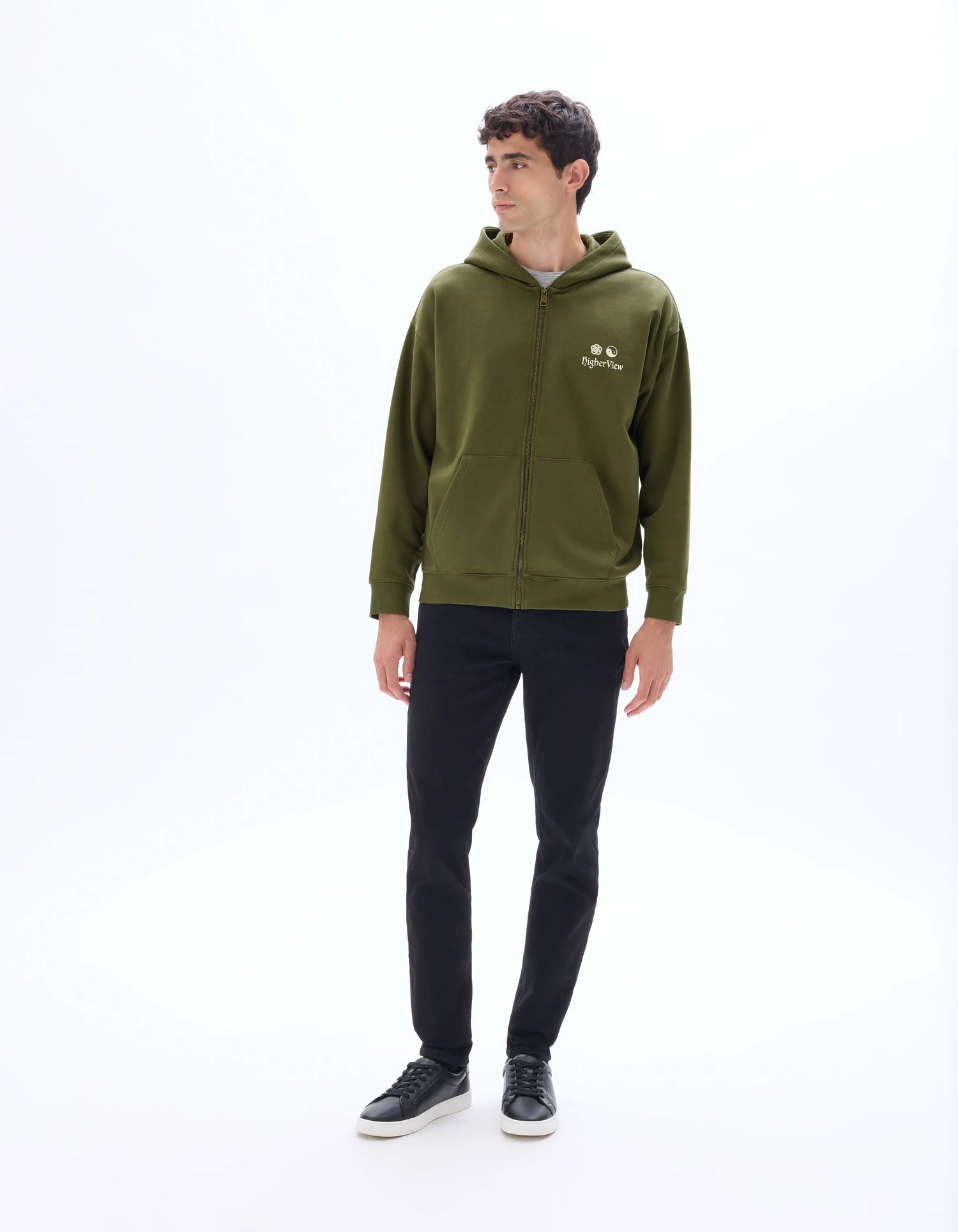 Celio_Khaki_Fuji Printed Oversized Zip Hoodie_MEFUJI_KHAKI_01