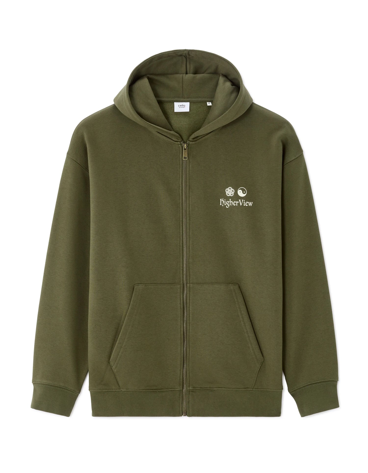 Celio_Khaki_Fuji Printed Oversized Zip Hoodie_MEFUJI_KHAKI_08