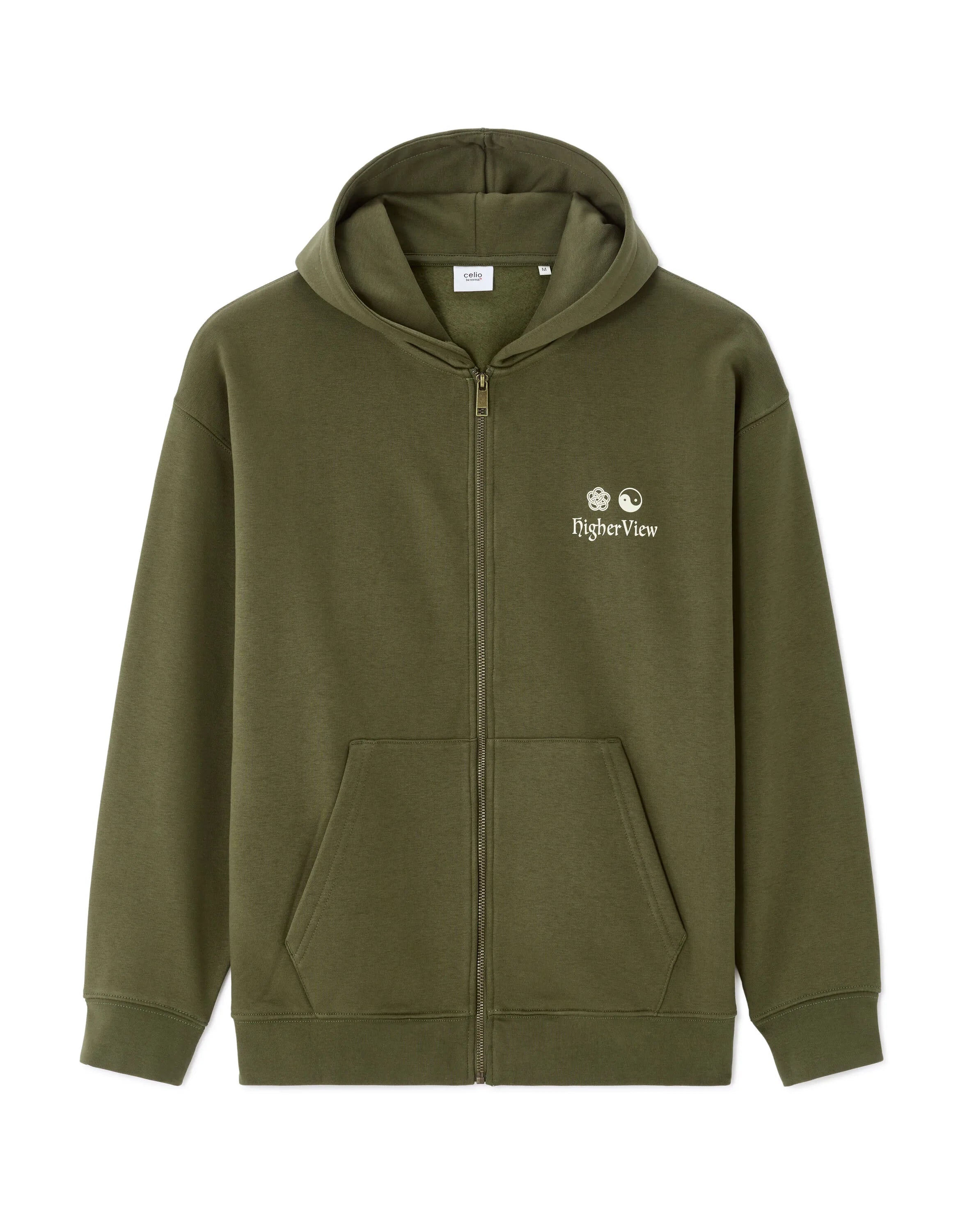 Celio_Khaki_Fuji Printed Oversized Zip Hoodie_MEFUJI_KHAKI_08