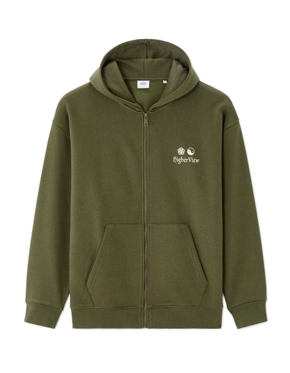 Celio_Khaki_Fuji Printed Oversized Zip Hoodie_MEFUJI_KHAKI_08