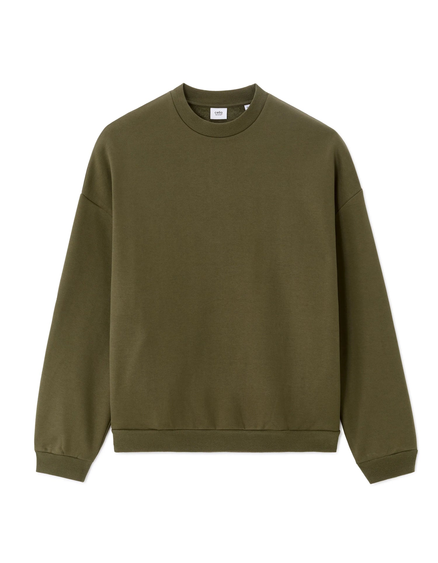 Celio_Kaki_Oversized Sweatshirt with Fancy Round Neck_MEHIVY_KAKI_07