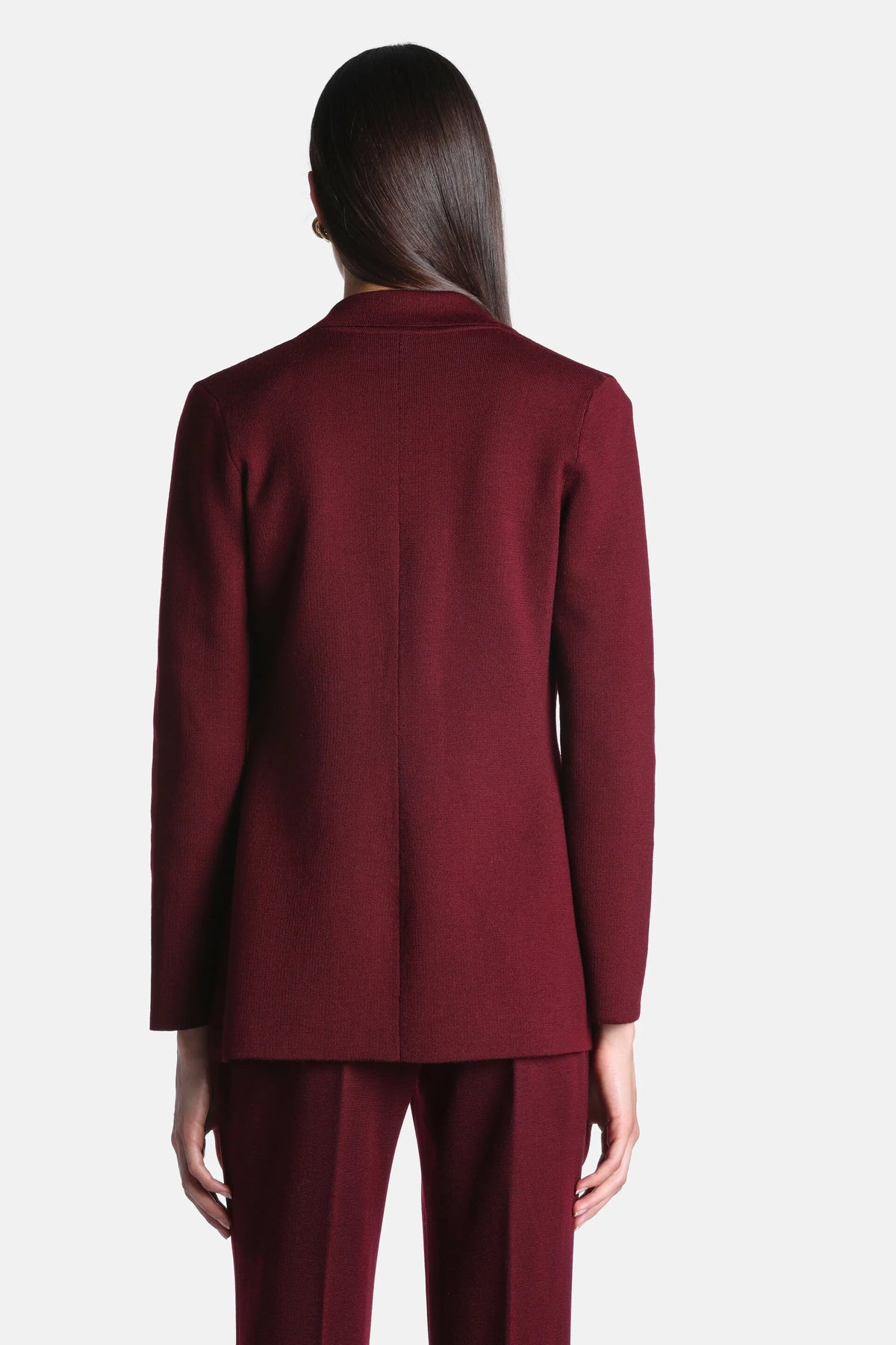 Luisa Spagnoli Bordeaux Women Meissa - Textured Wool Blazer SKU: MEISSA_2435 Image 03