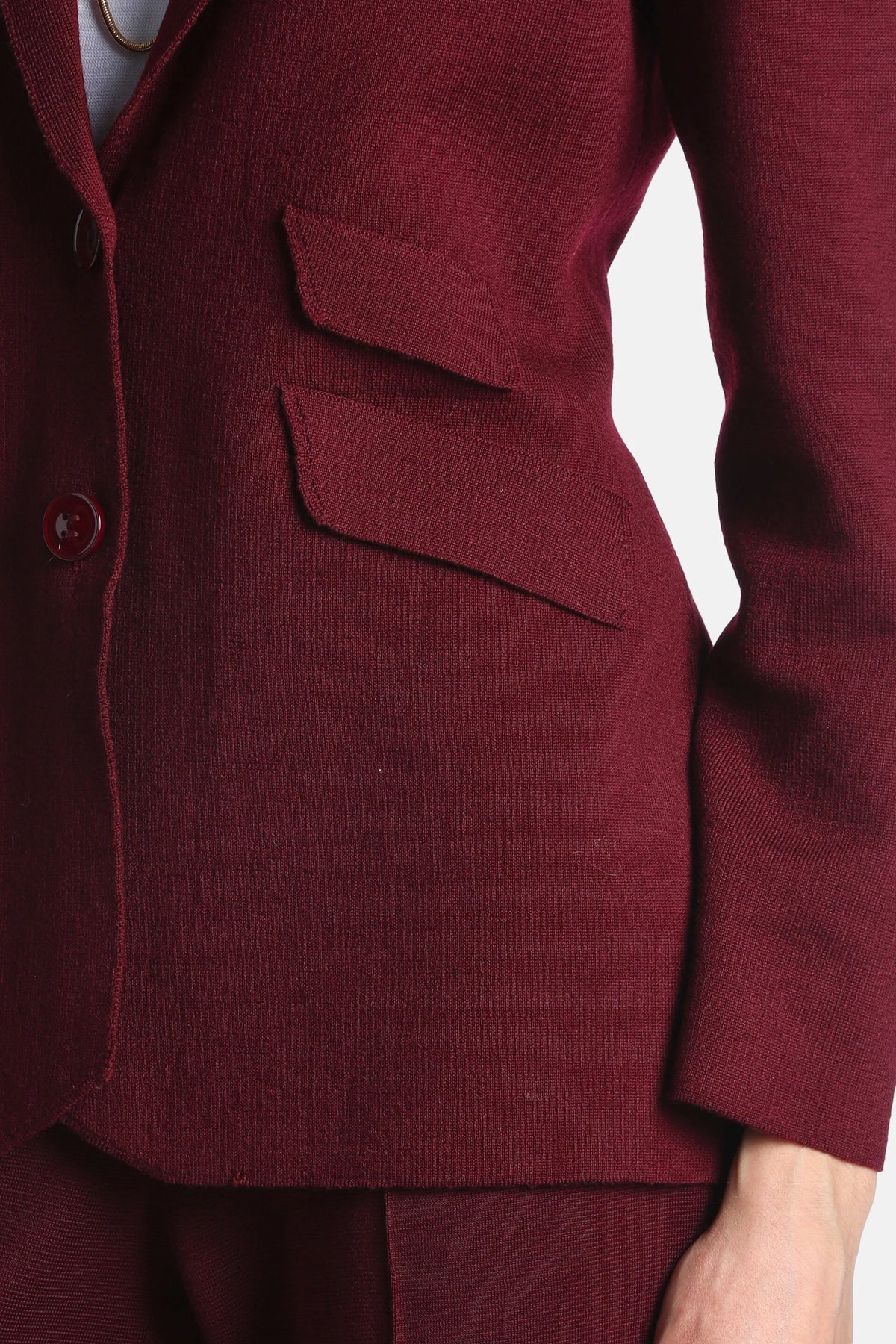 Luisa Spagnoli Bordeaux Women Meissa - Textured Wool Blazer SKU: MEISSA_2435 Image 05