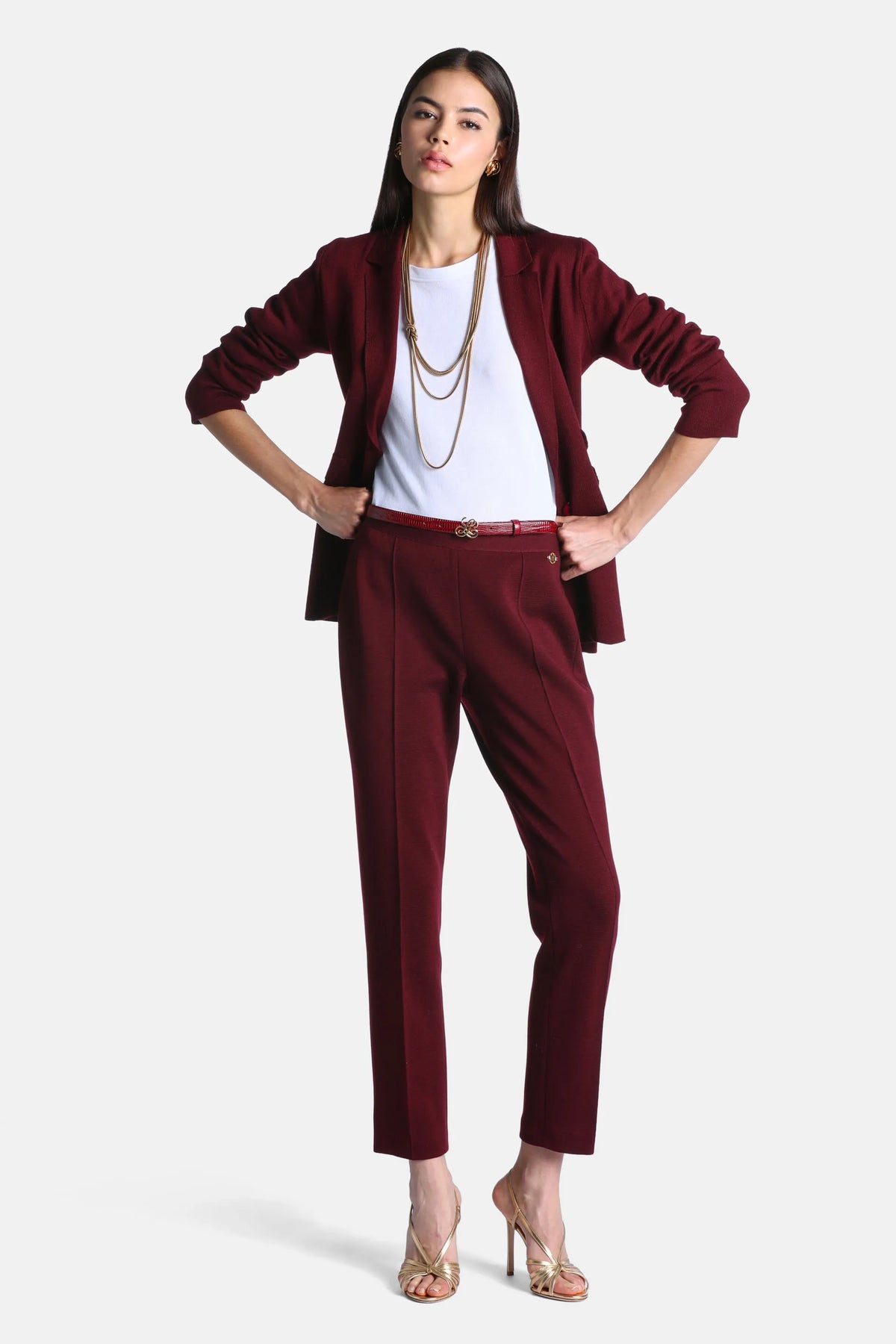Luisa Spagnoli Bordeaux Women Meissa - Textured Wool Blazer SKU: MEISSA_2435 Image 06