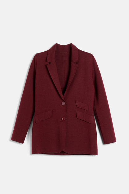 Luisa Spagnoli Bordeaux Women Meissa - Textured Wool Blazer SKU: MEISSA_2435 Image 07