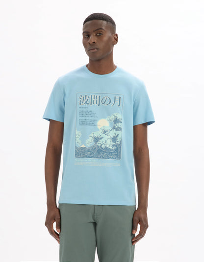 Celio_Sky_Regular Round Neck T-Shirt 100% Cotton Asian Print_MEJEWAVE_SKY_02