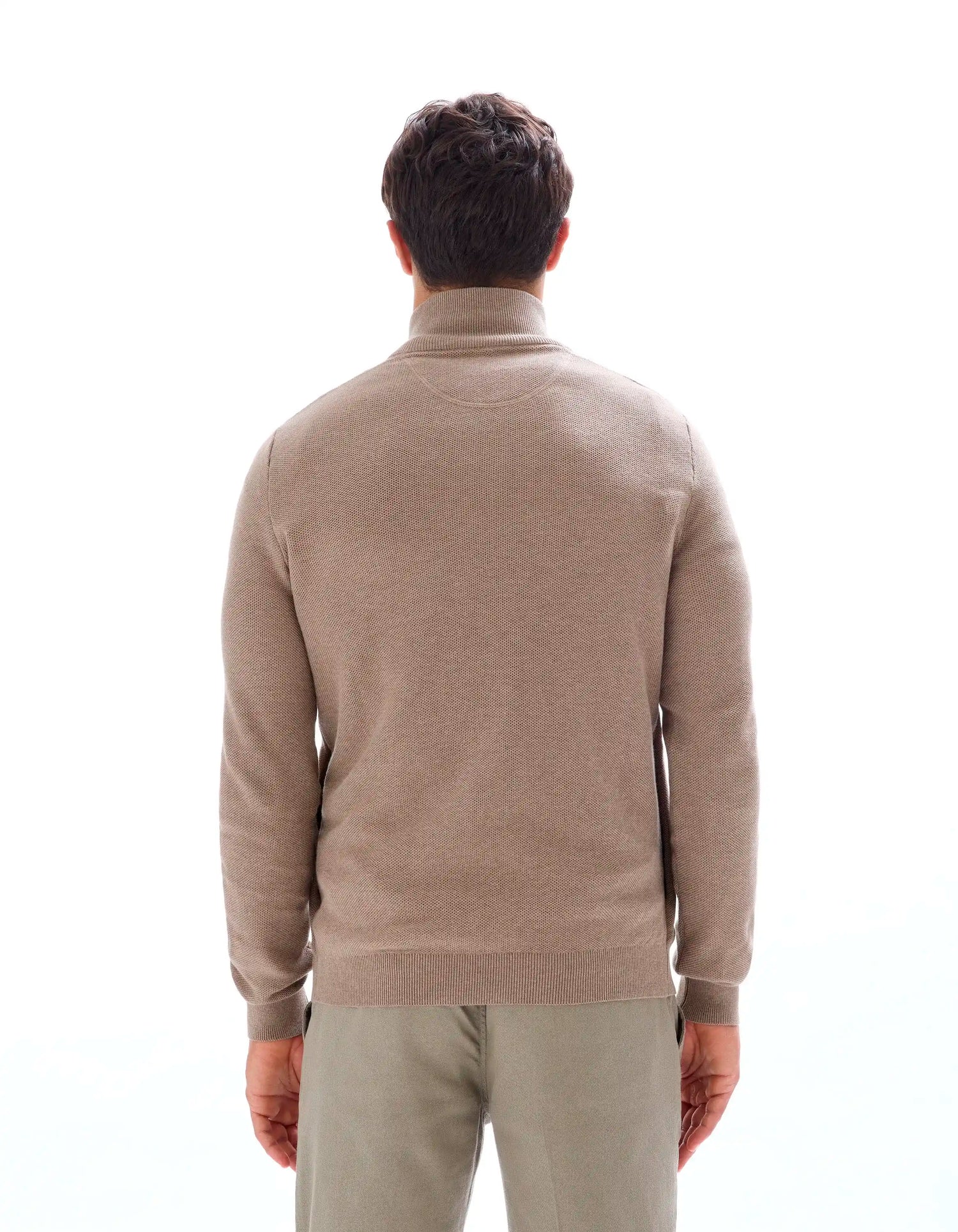 Celio_Beige Humus_Zipped Trucker Collar Cardigan 100% Cotton_MELIMZIP_BEIGE HUMUS_03
