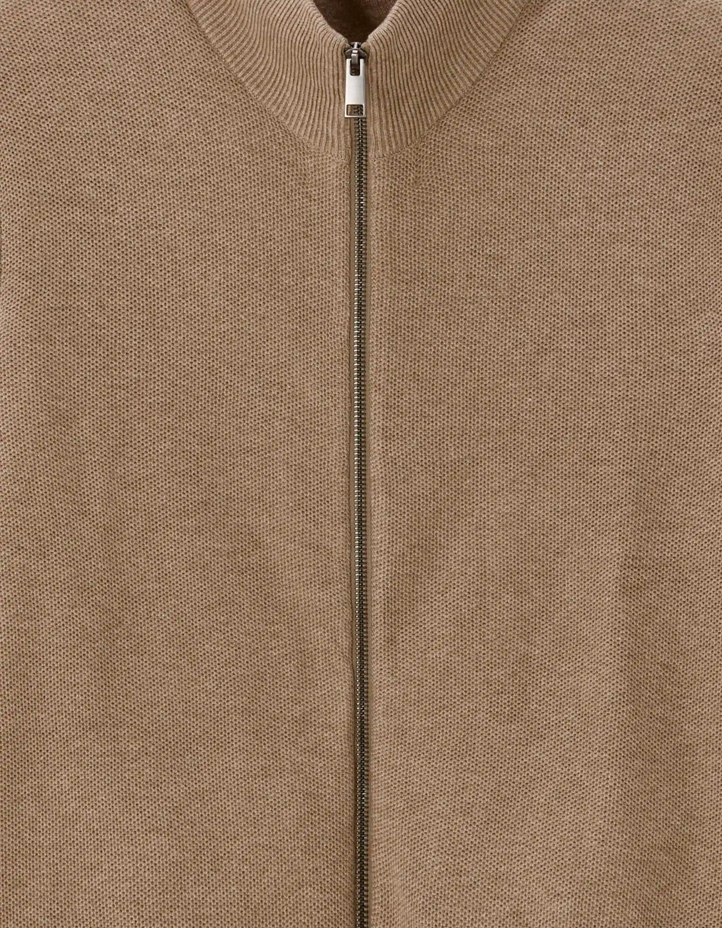 Celio_Beige Humus_Zipped Trucker Collar Cardigan 100% Cotton_MELIMZIP_BEIGE HUMUS_05