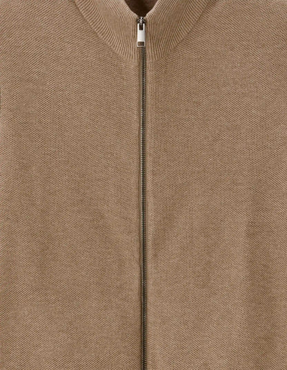 Celio_Beige Humus_Zipped Trucker Collar Cardigan 100% Cotton_MELIMZIP_BEIGE HUMUS_05