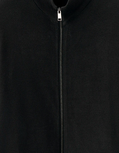 Celio_Black_100% Cotton Zip-Up Cardigan with Trucker Collar_MELIMZIP_BLACK_05