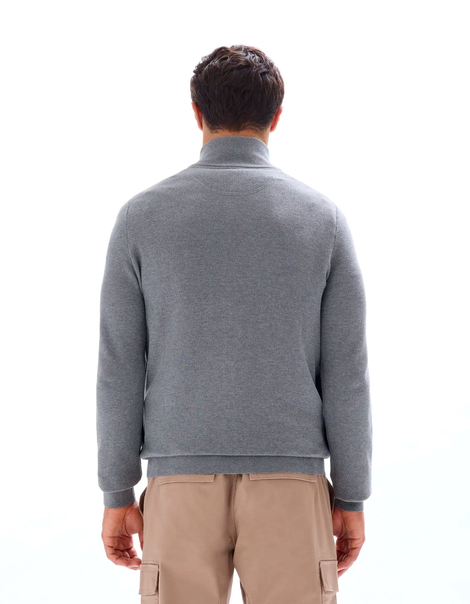 Celio_Mid Grey_100% Cotton Pique Knit Cardigan_MELIMZIP_MID GREY_03