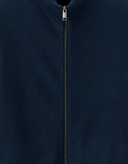 Celio_Navy_100% Cotton Pique Knit Cardigan_MELIMZIP_NAVY_05