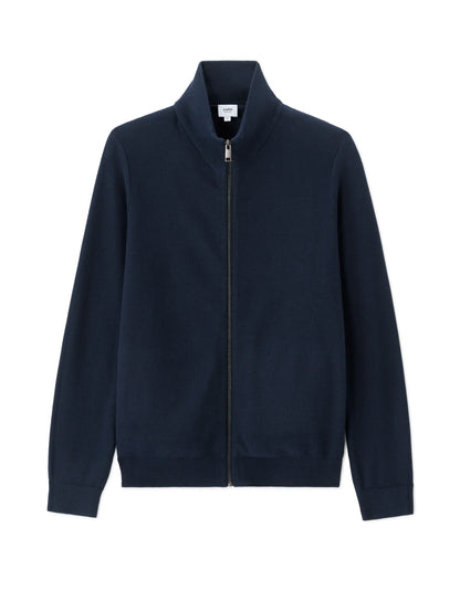 Celio_Navy_100% Cotton Pique Knit Cardigan_MELIMZIP_NAVY_07