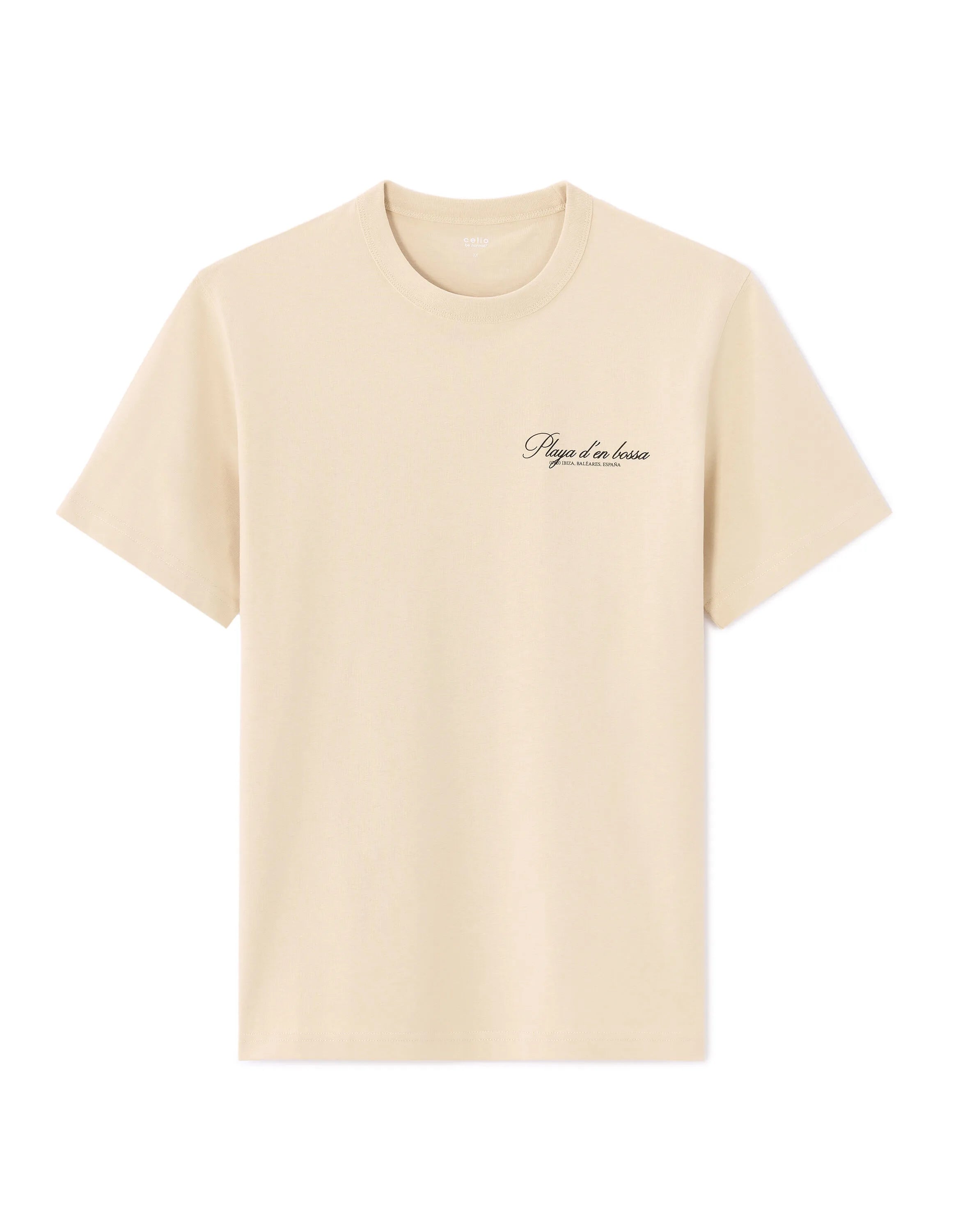 Celio_Beige_100% Cotton City Print Boxy Crew Neck T-Shirt_MEMILIBU_BEIGE_07