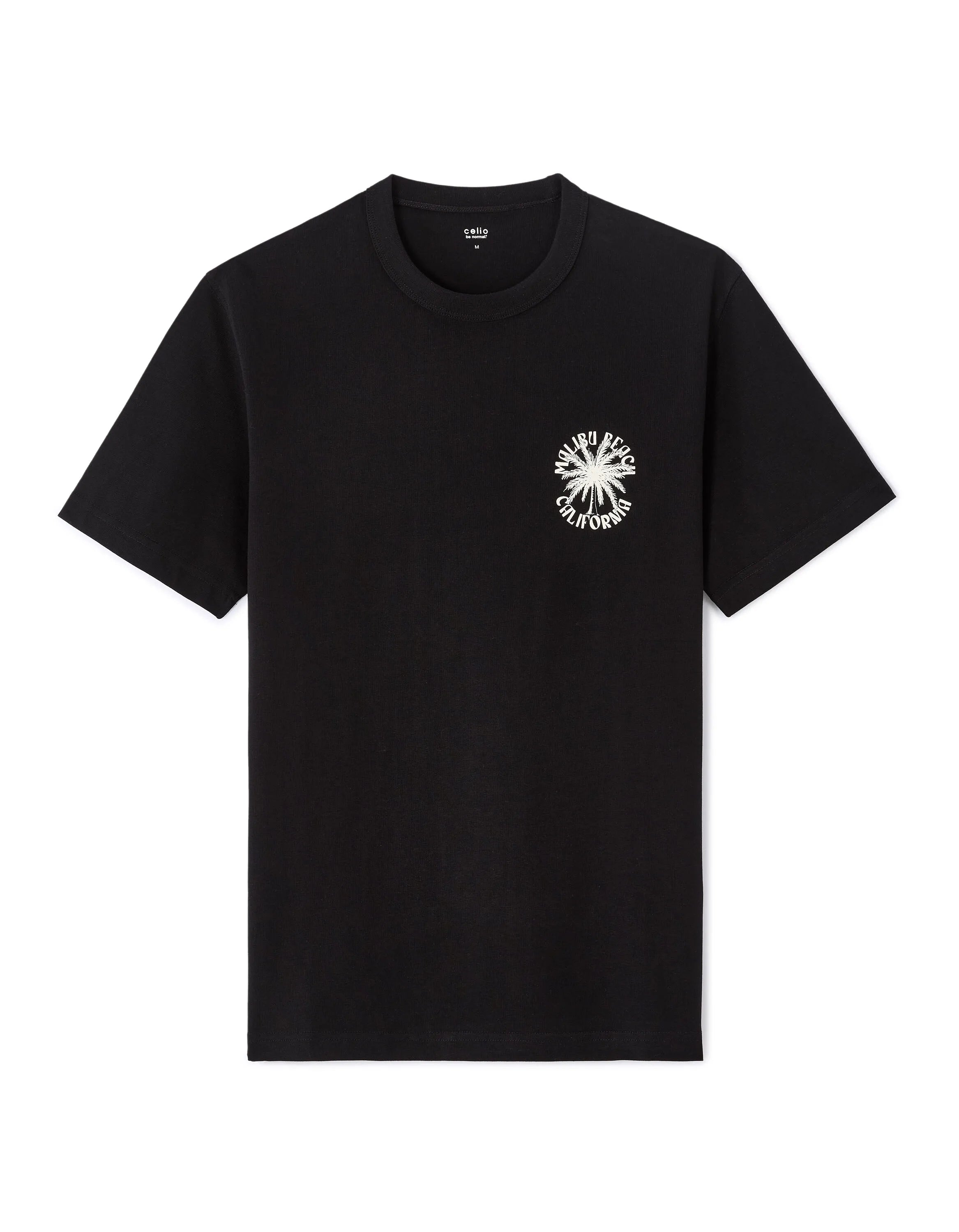 Celio_Black_100% Cotton City Print Boxy Crew Neck T-Shirt_MEMILIBU_BLACK_07