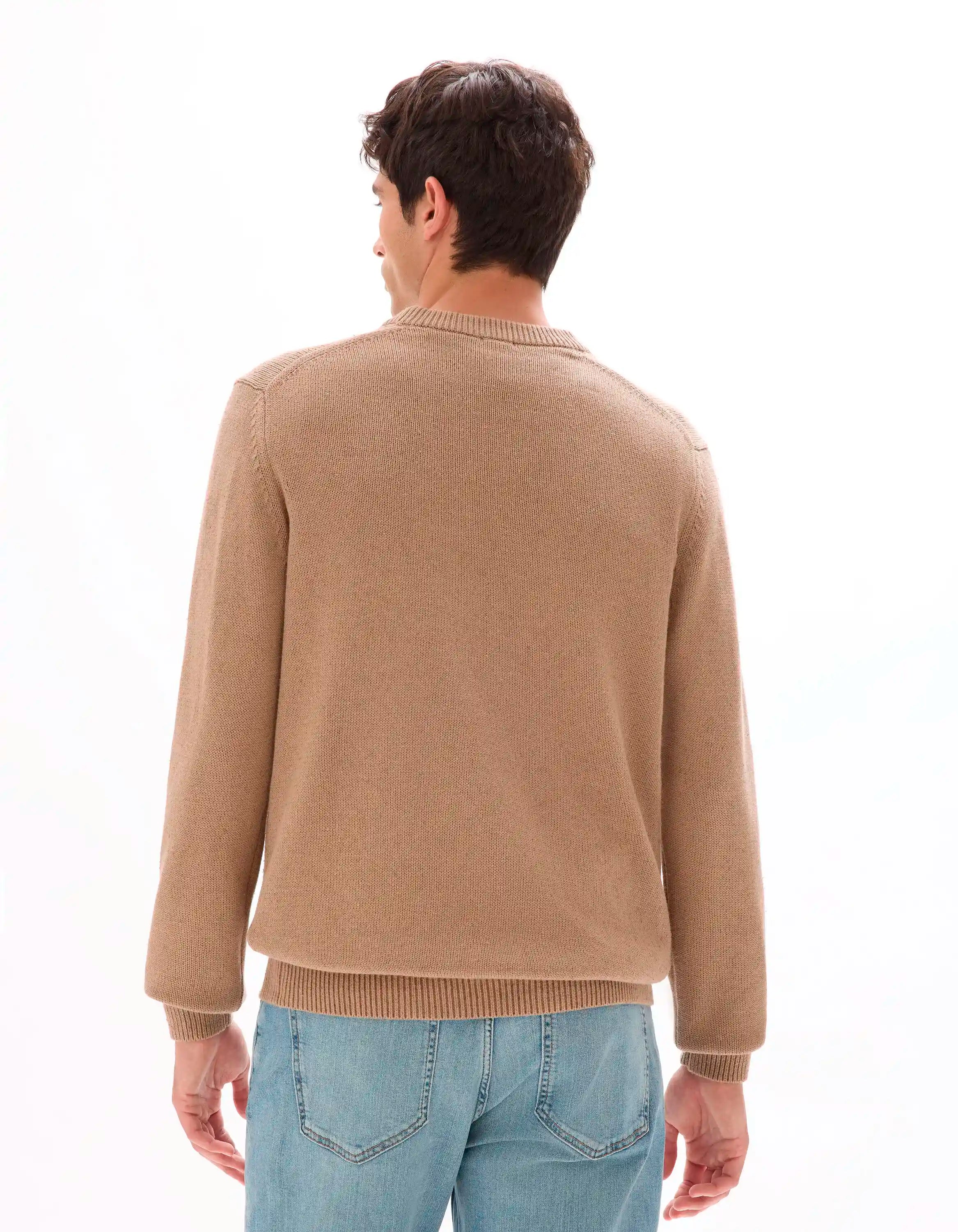 Celio_Beige Humus_NepsŽ Cotton Blend Crew Neck Sweater_MENEPS_BEIGE HUMUS_03