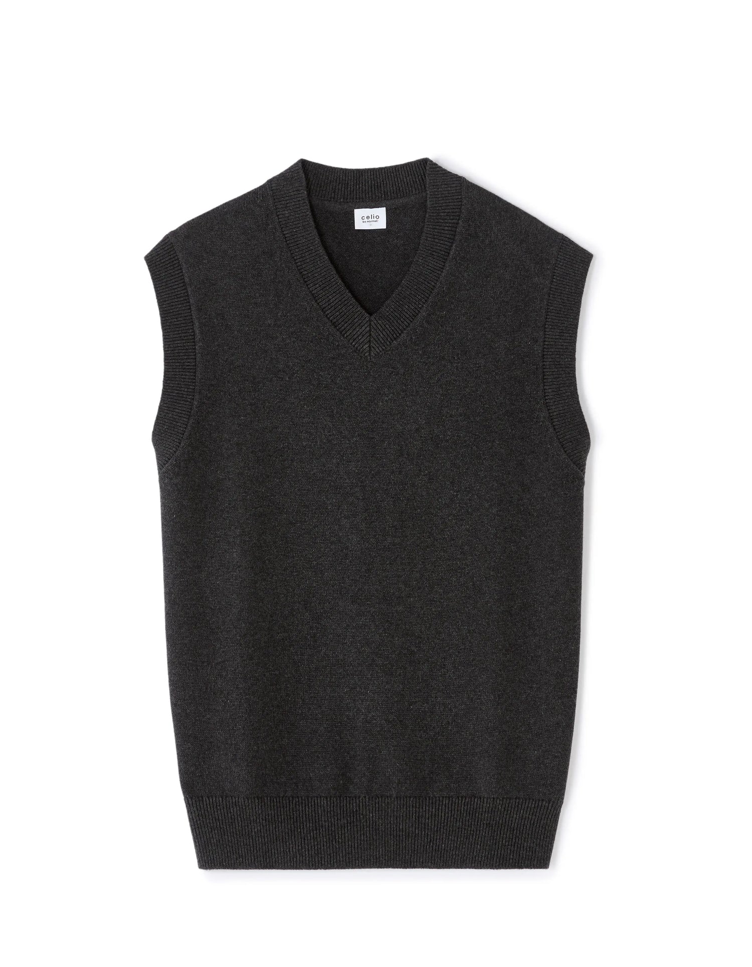 Celio_Anthracite Mel_Sleeveless V-Neck Sweater 100% Cotton_MENIGHT_ANTHRACITE MEL_06