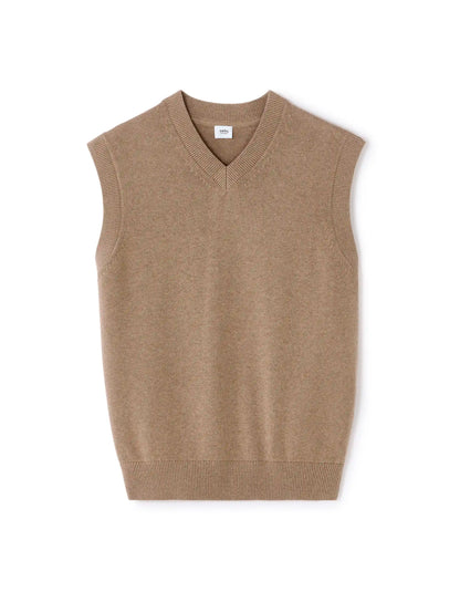 Celio_Beige Humus Mel_Sleeveless V-Neck Sweater 100% Cotton_MENIGHT_BEIGE HUMUS MEL_05