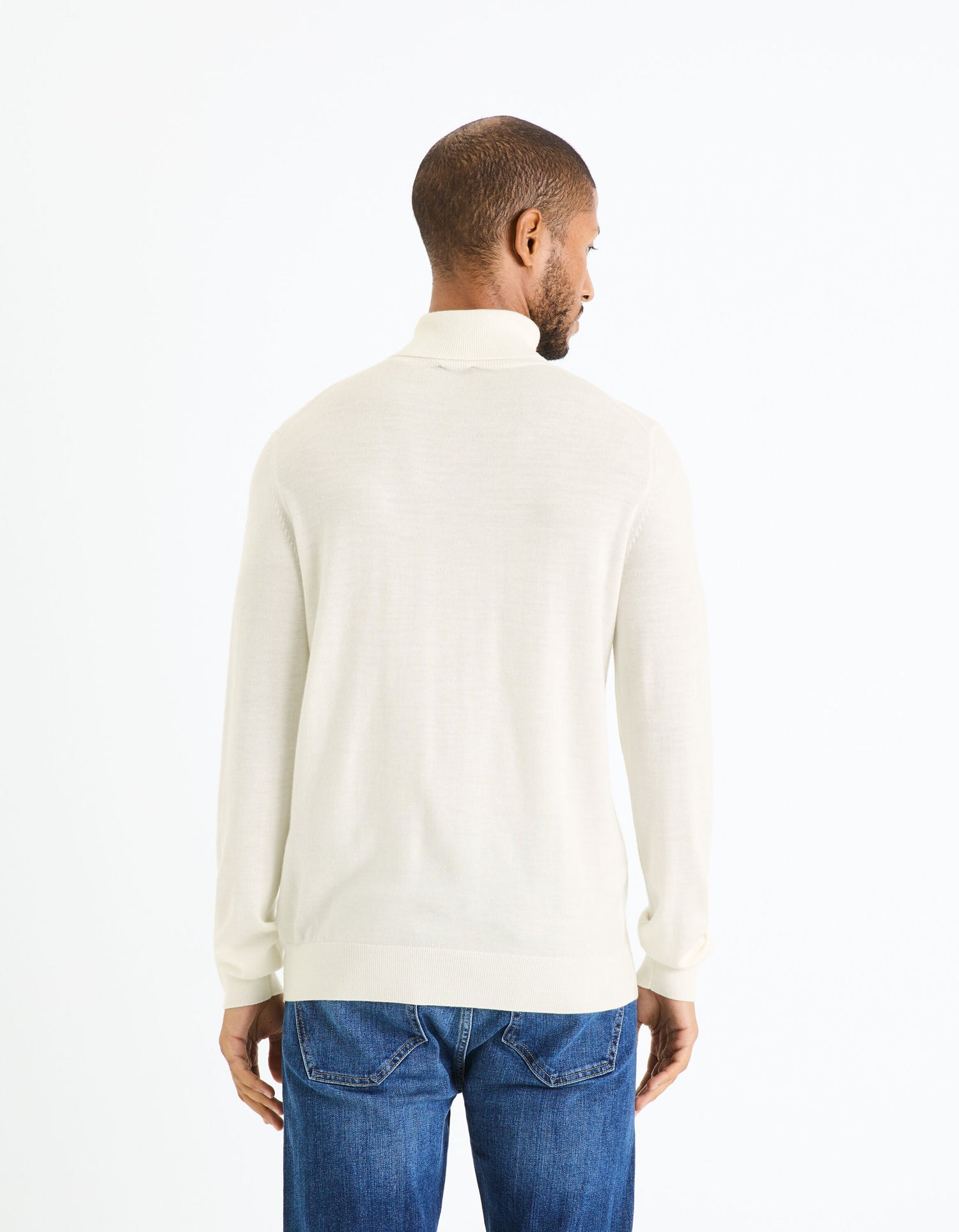 100% Merino Wool Turtleneck Sweater - Beige_04