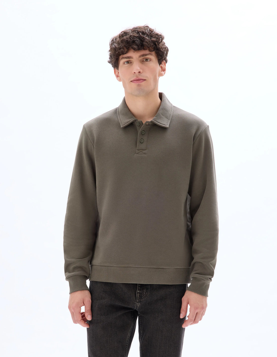 Celio_Deep Kaki_Regular Polo Neck Sweatshirt_MEPLO_DEEP KAKI_02