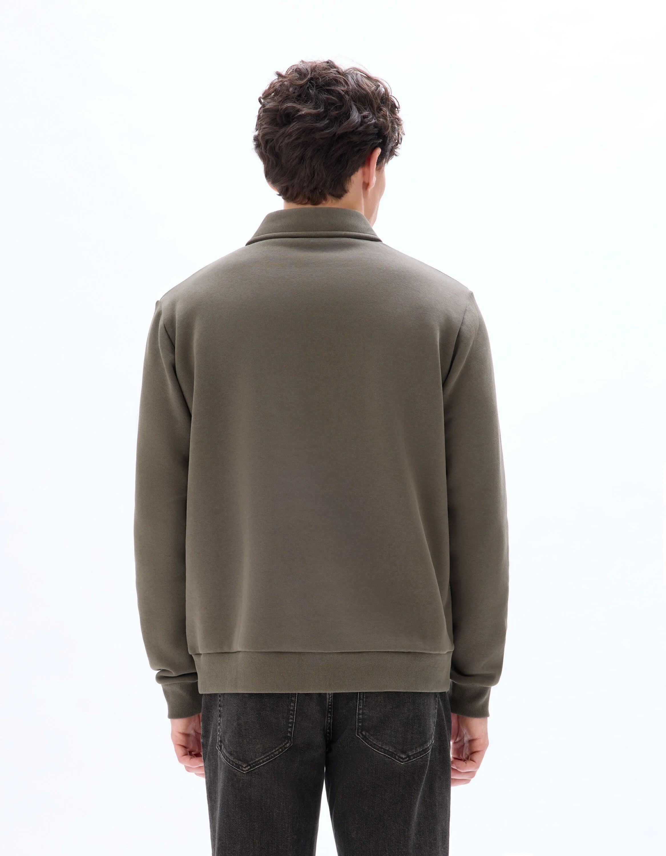Celio_Deep Kaki_Regular Polo Neck Sweatshirt_MEPLO_DEEP KAKI_03