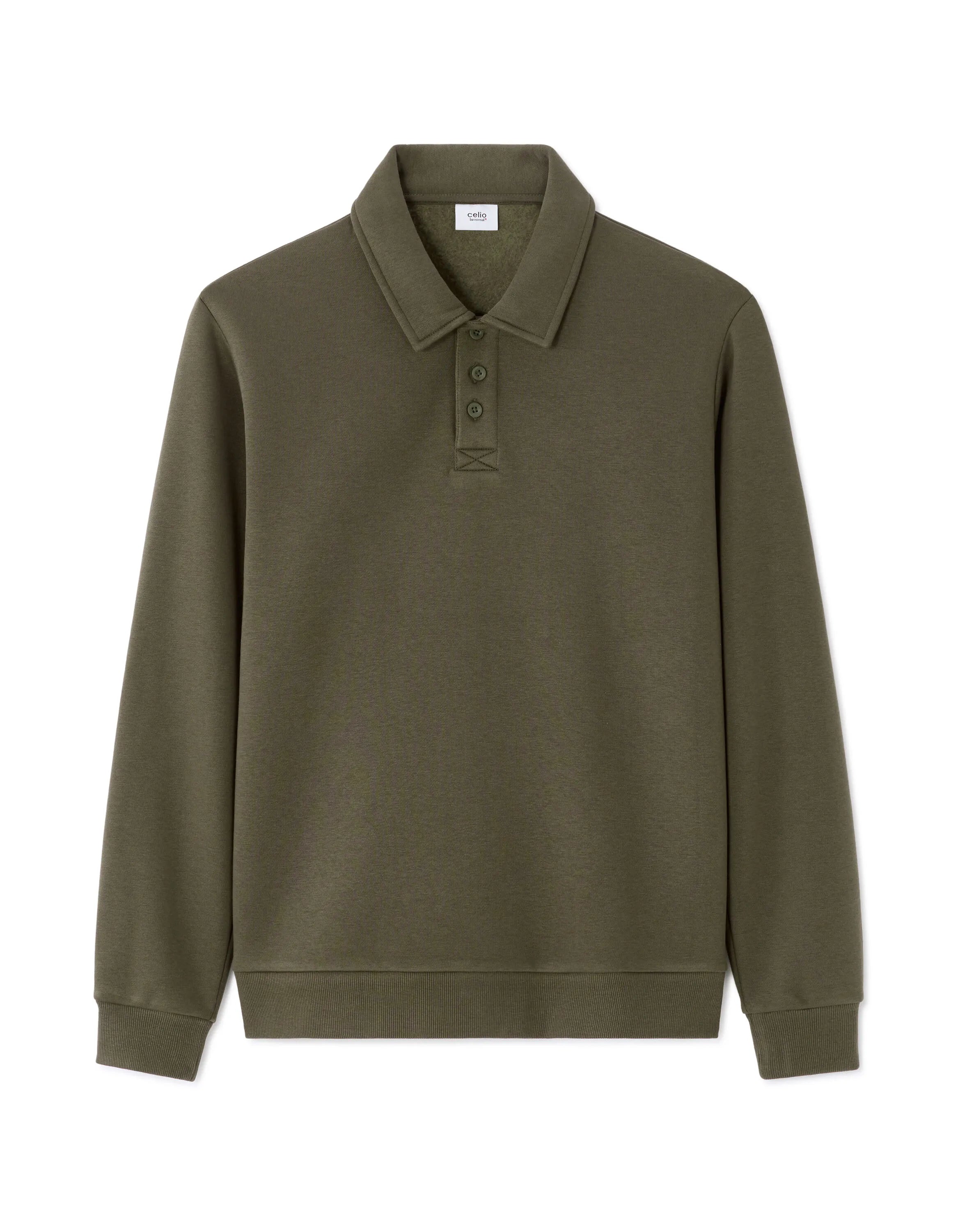 Celio_Deep Kaki_Regular Polo Neck Sweatshirt_MEPLO_DEEP KAKI_07