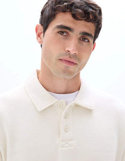 Celio_Ecru_Regular Polo Collar Sweatshirt_MEPLO_ECRU_04