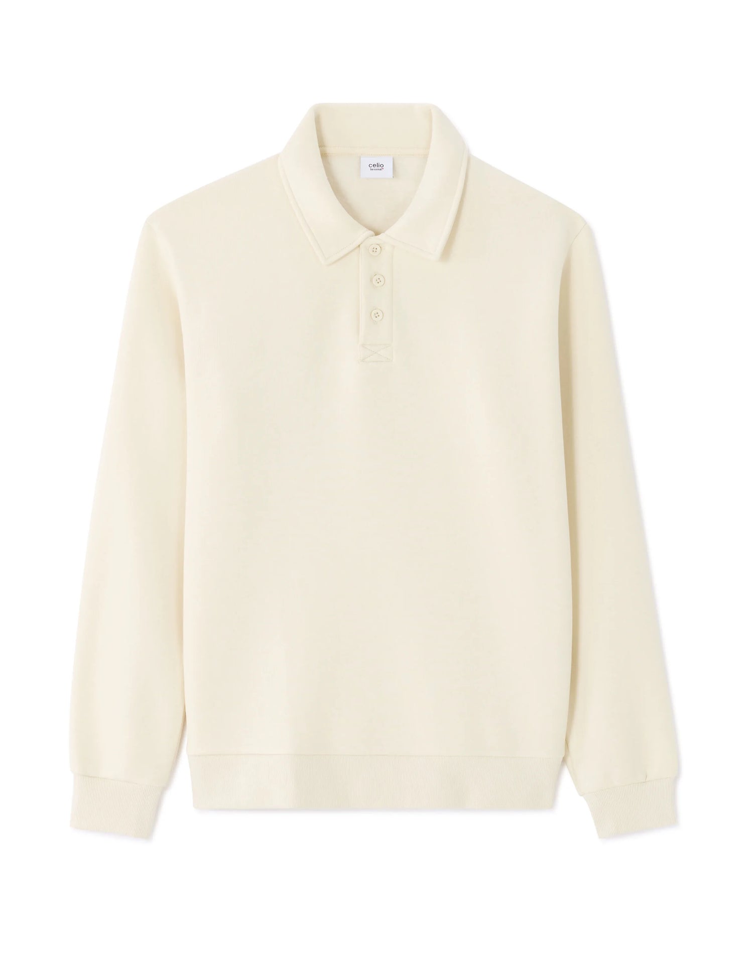 Celio_Ecru_Regular Polo Collar Sweatshirt_MEPLO_ECRU_07