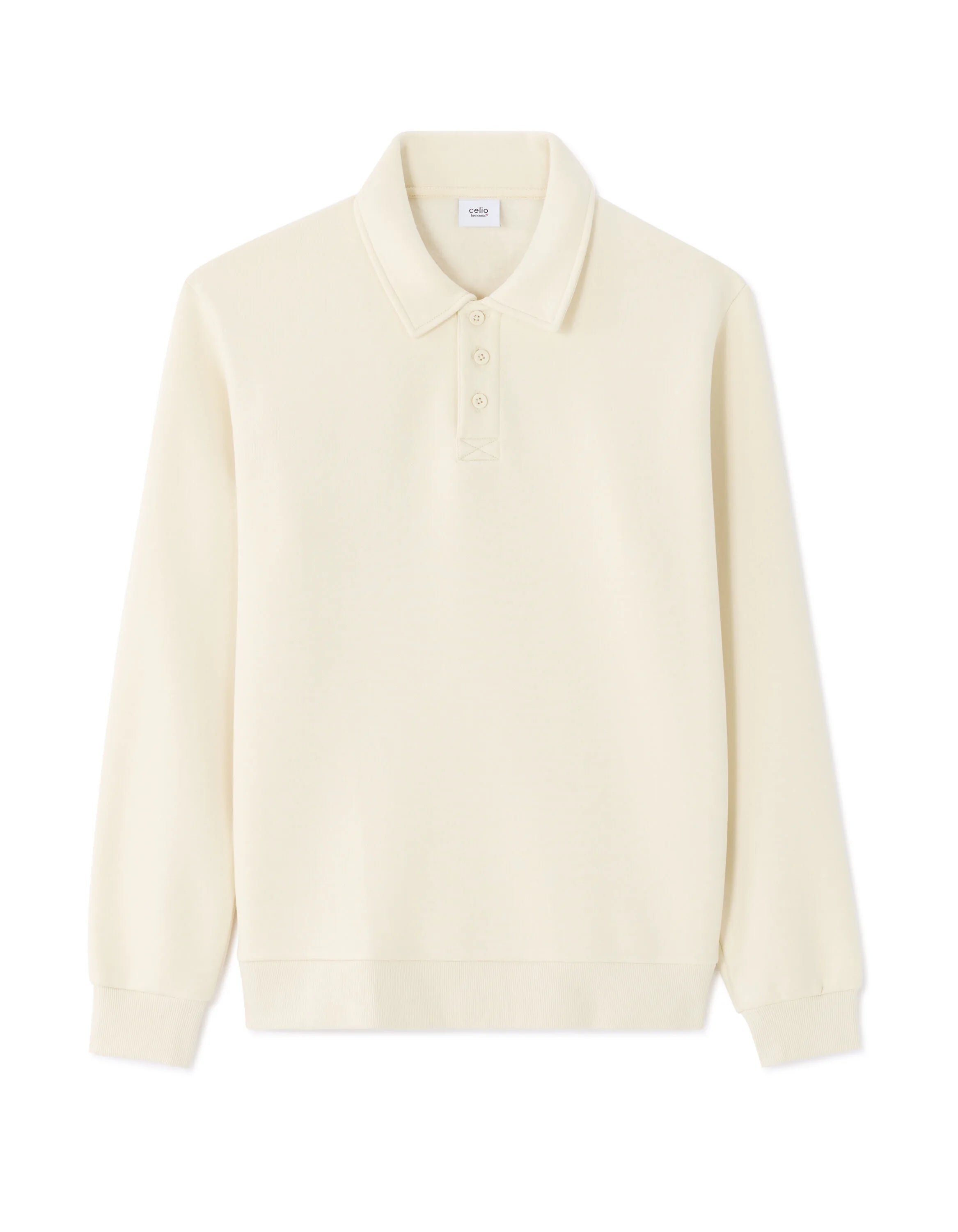 Celio_Ecru_Regular Polo Collar Sweatshirt_MEPLO_ECRU_07