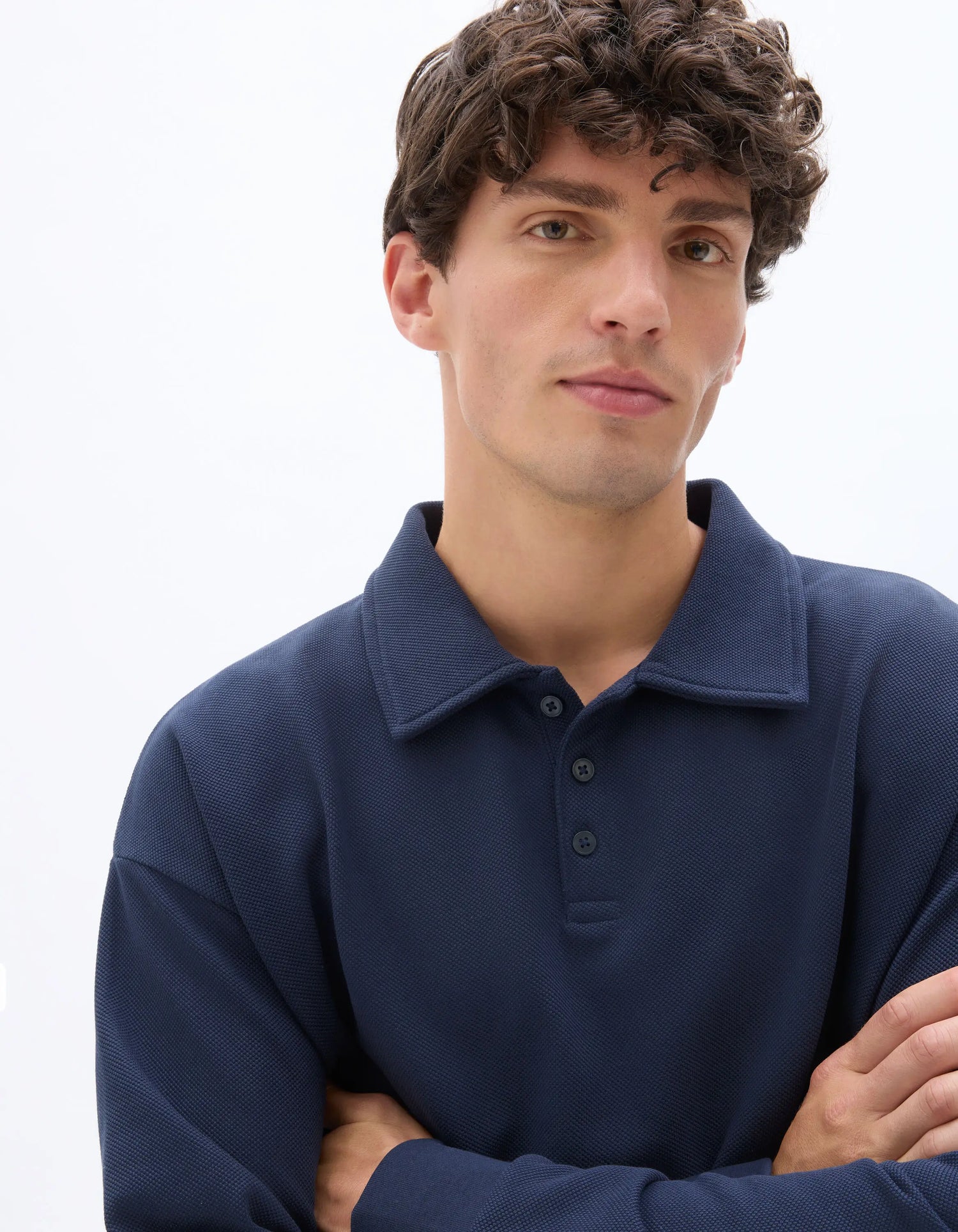 Celio_Navy_Regular Pique Polo Collar Sweatshirt_MEPOLOPIC_NAVY_04