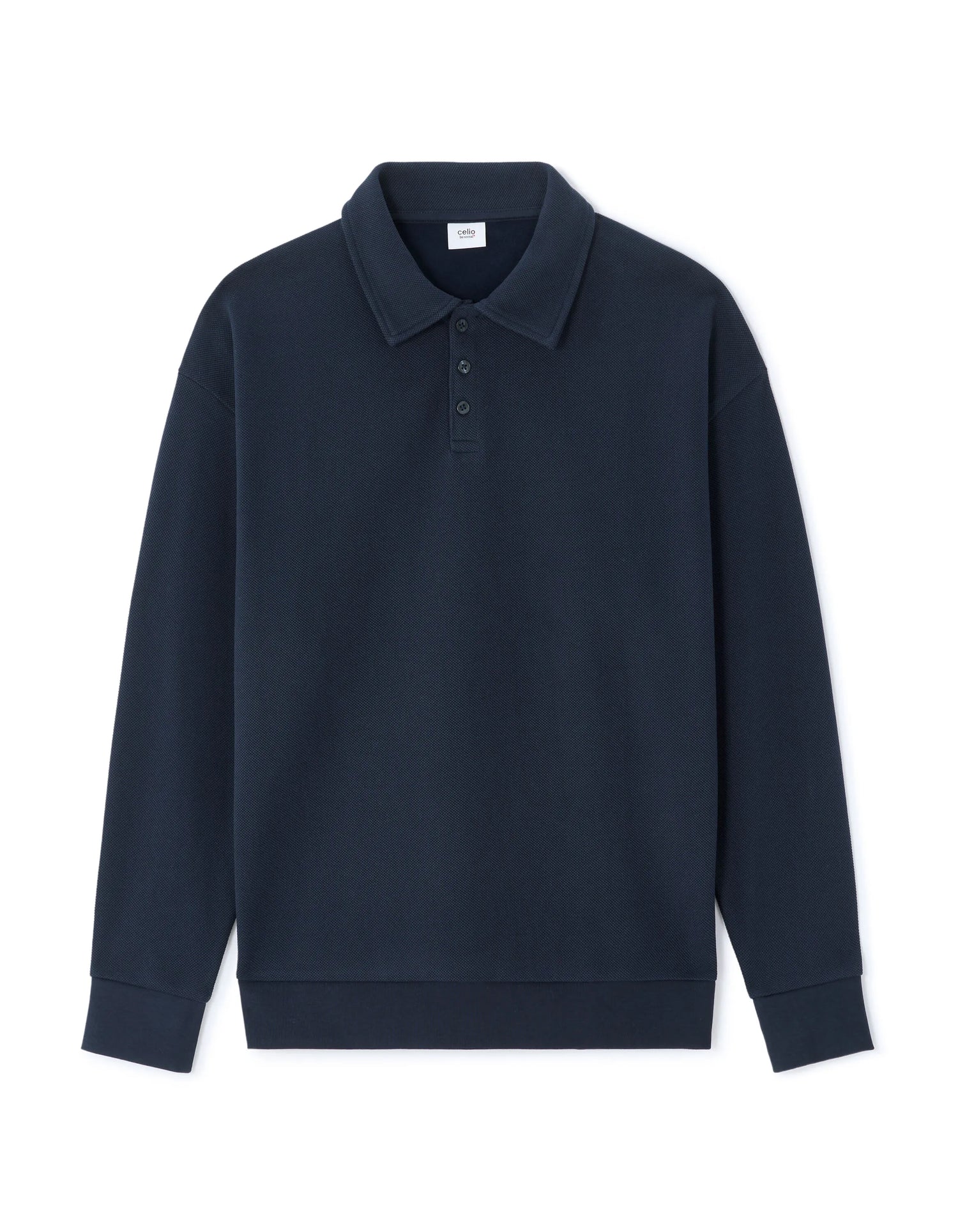 Celio_Navy_Regular Pique Polo Collar Sweatshirt_MEPOLOPIC_NAVY_05