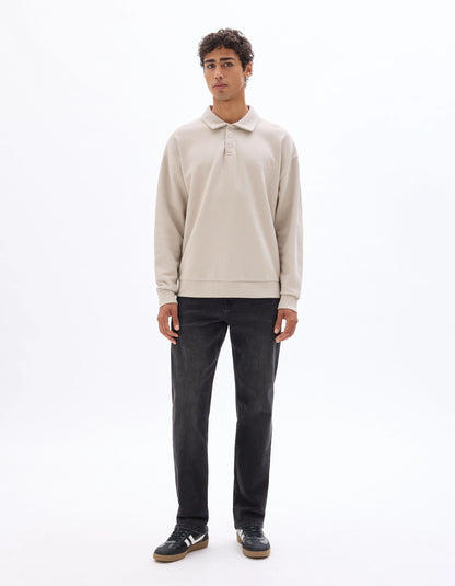 Celio_Sand_Regular Pique Polo Collar Sweatshirt_MEPOLOPIC_SAND_02