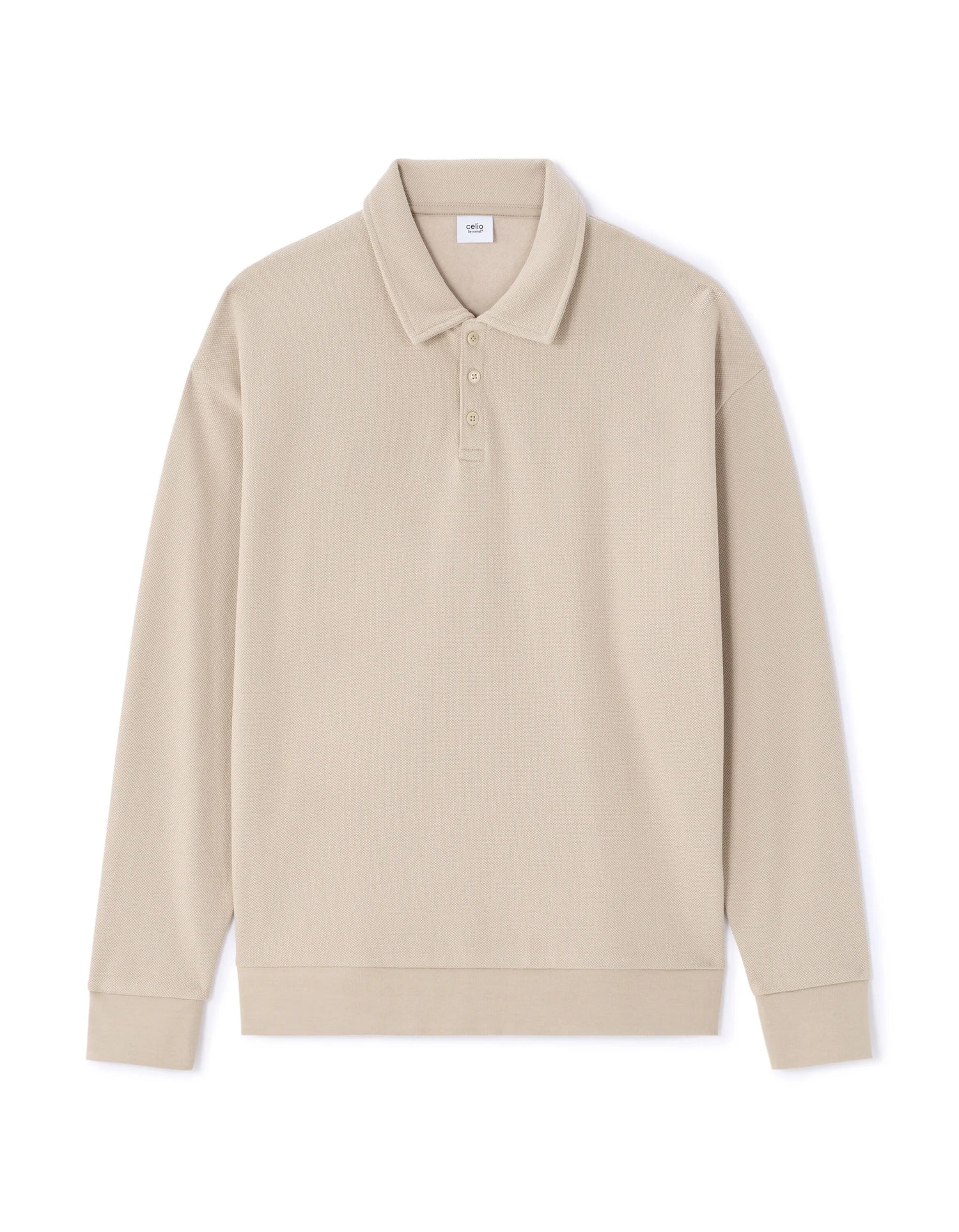 Celio_Sand_Regular Pique Polo Collar Sweatshirt_MEPOLOPIC_SAND_05