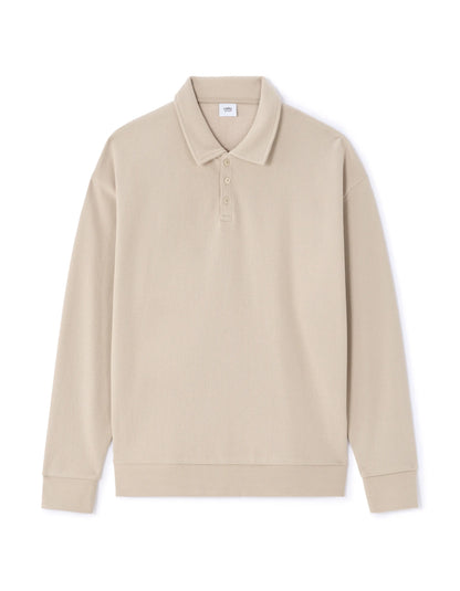 Celio_Sand_Regular Pique Polo Collar Sweatshirt_MEPOLOPIC_SAND_05