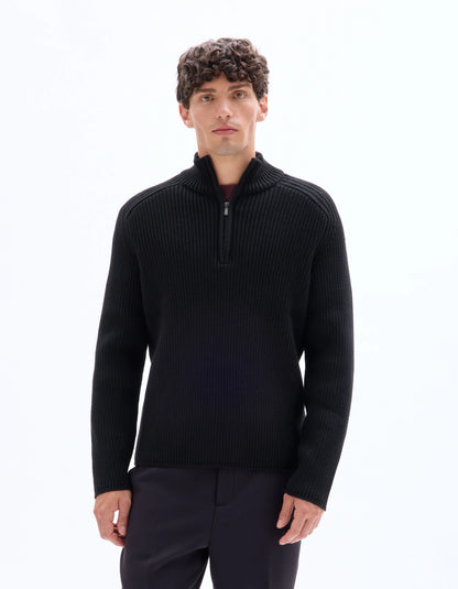 Celio_Black_Ribbed Knit Crew Neck Sweater - Black_MERAID_BLACK_01