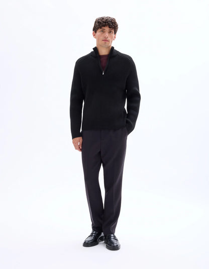 Celio_Black_Ribbed Knit Crew Neck Sweater - Black_MERAID_BLACK_02