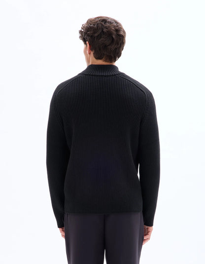 Celio_Black_Ribbed Knit Crew Neck Sweater - Black_MERAID_BLACK_03