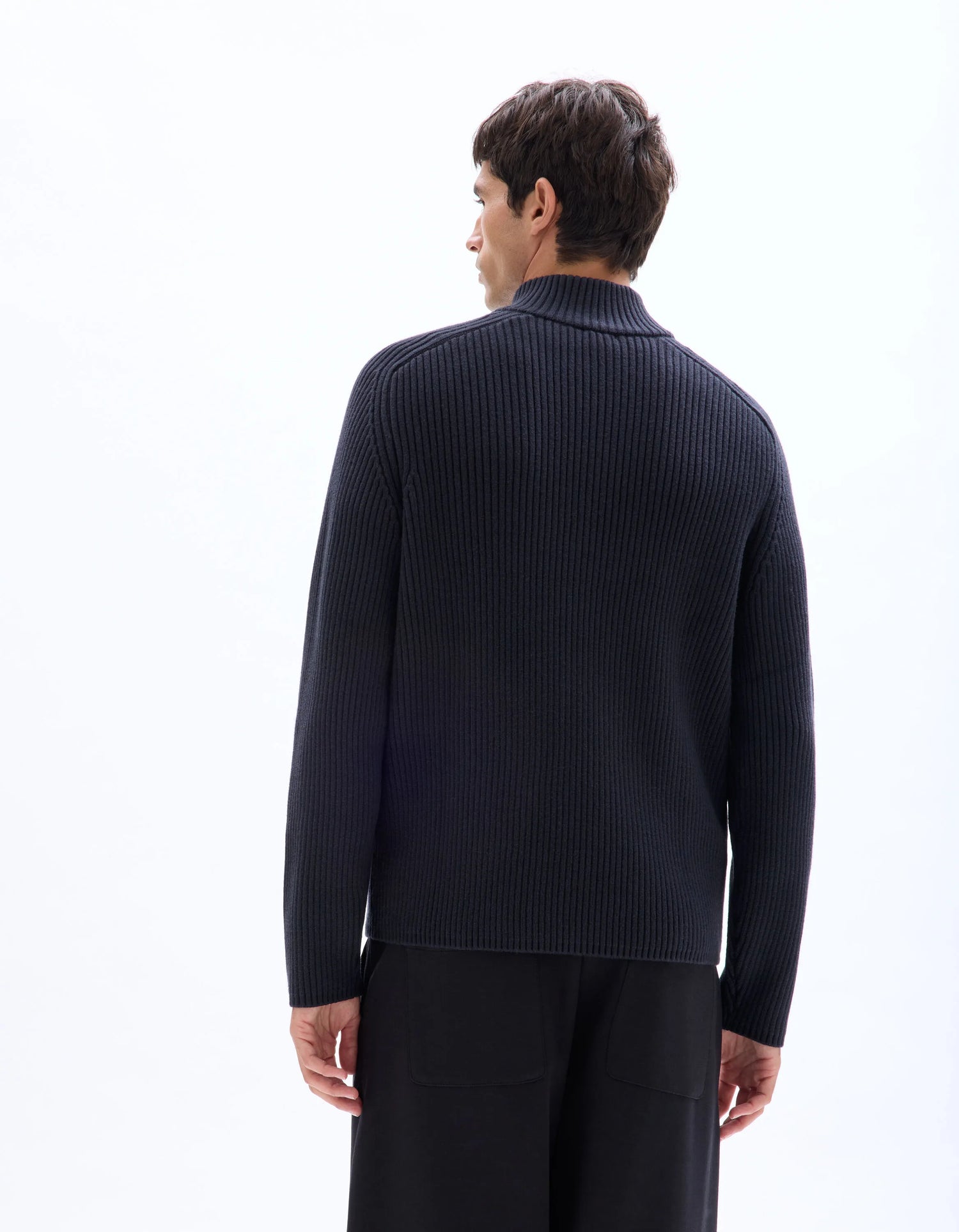 Celio_Blue_Ribbed Knit Crew Neck Sweater - Navy_MERAID_ENCRE_03