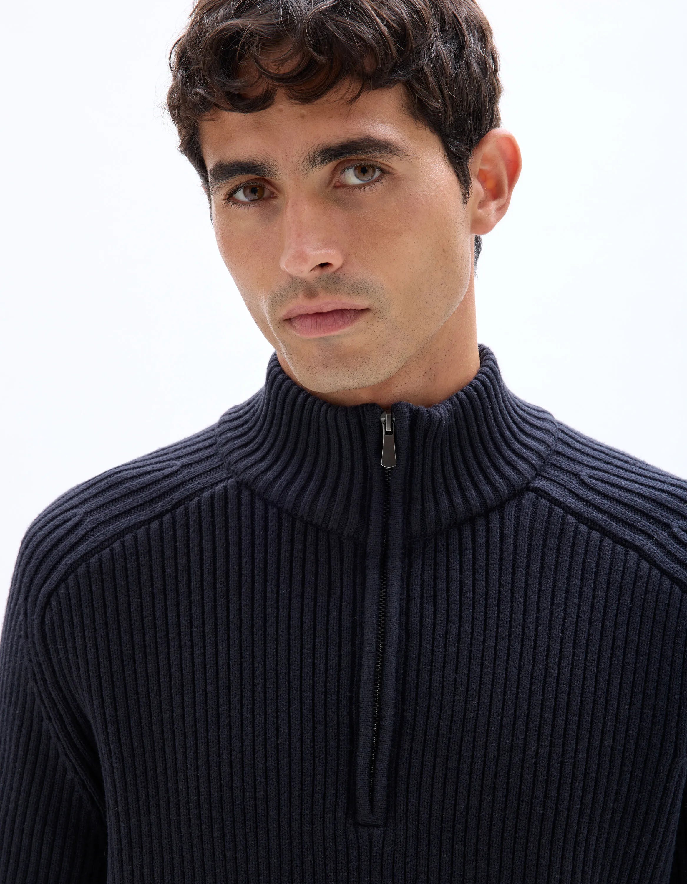 Celio_Blue_Ribbed Knit Crew Neck Sweater - Navy_MERAID_ENCRE_04