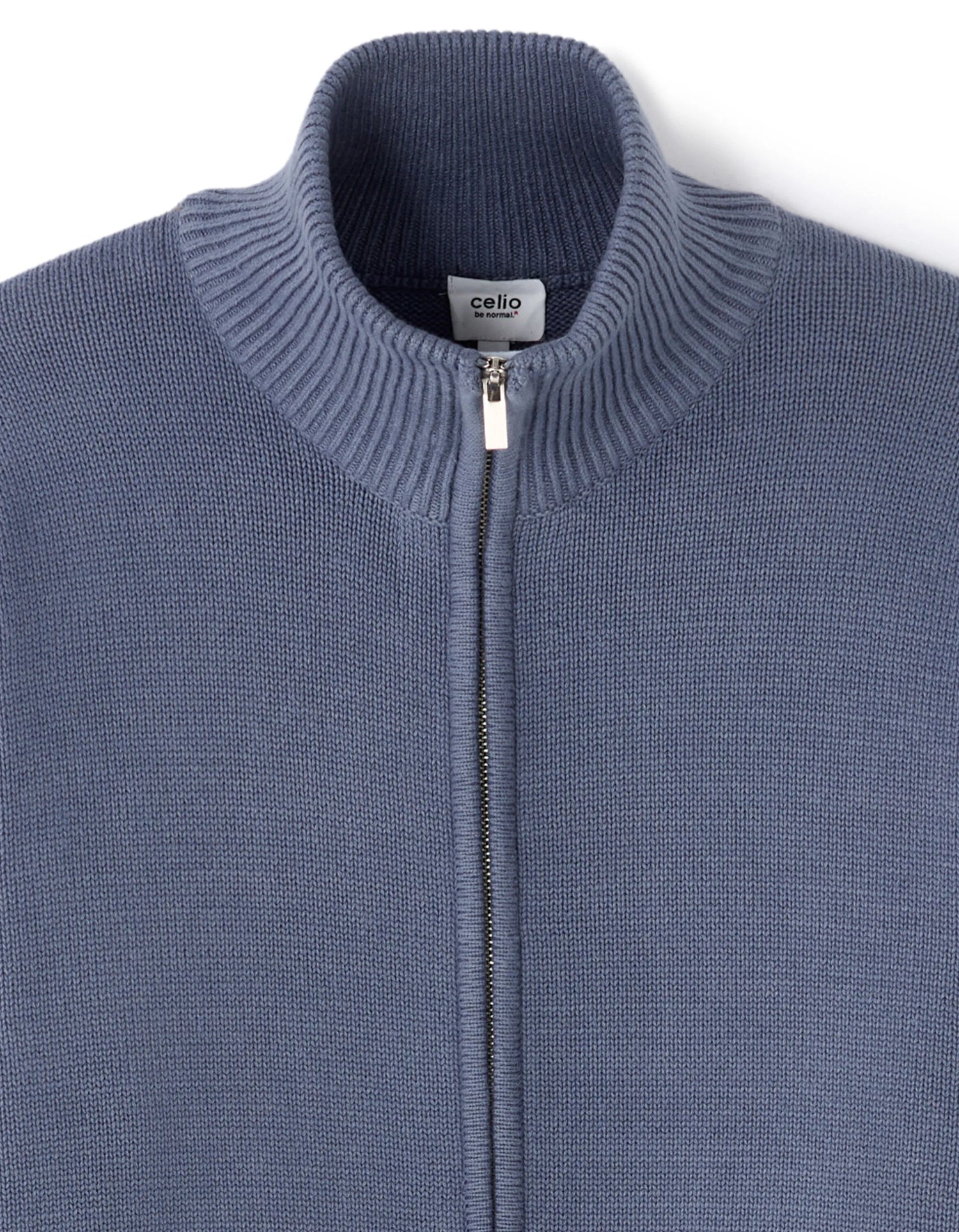 Celio_Blue_100% Cotton Zip-Up Trucker Cardigan - Anthracite_MERCIDUS_DARK STORM_05