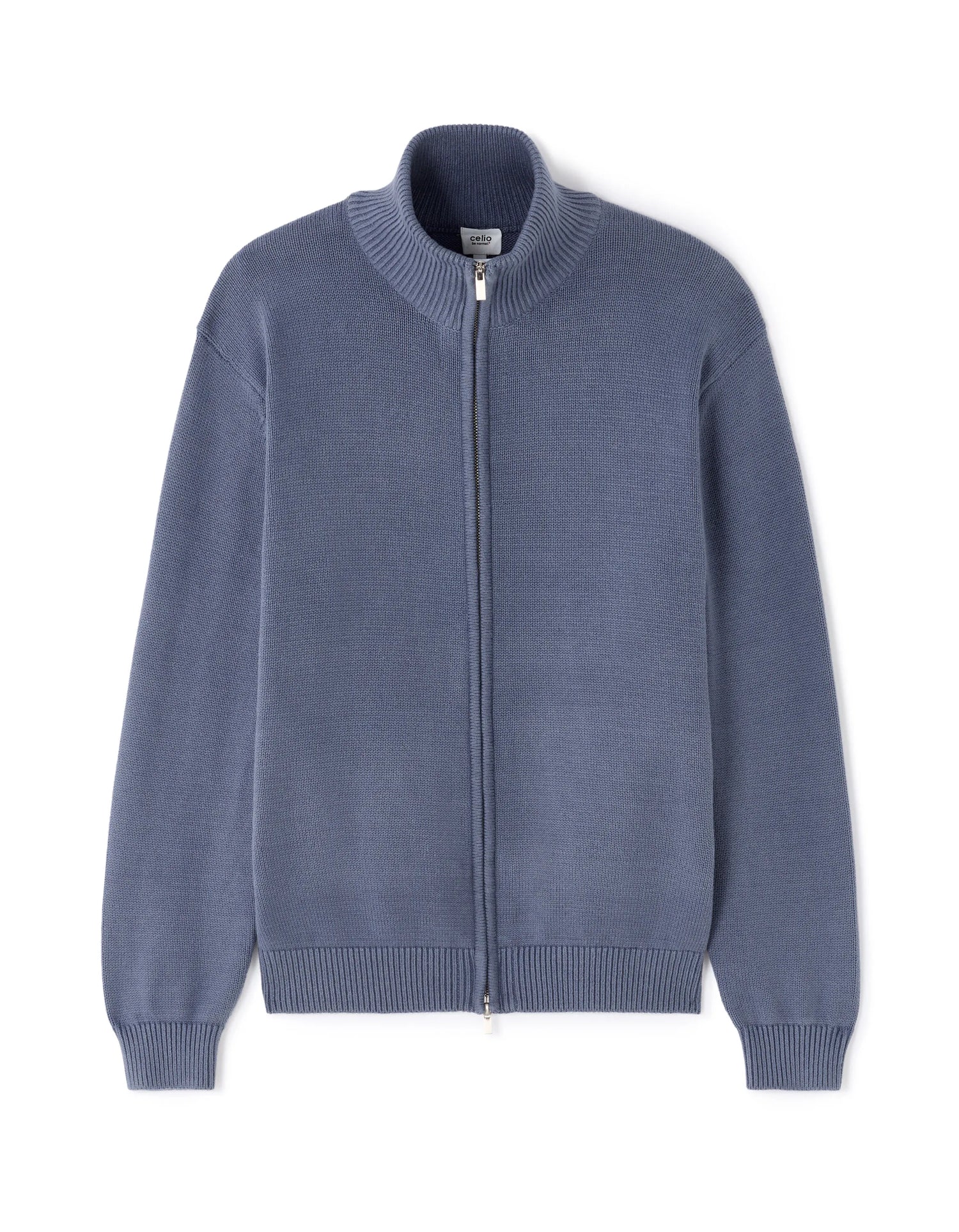 Celio_Blue_100% Cotton Zip-Up Trucker Cardigan - Anthracite_MERCIDUS_DARK STORM_07