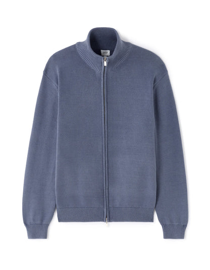 Celio_Blue_100% Cotton Zip-Up Trucker Cardigan - Anthracite_MERCIDUS_DARK STORM_07