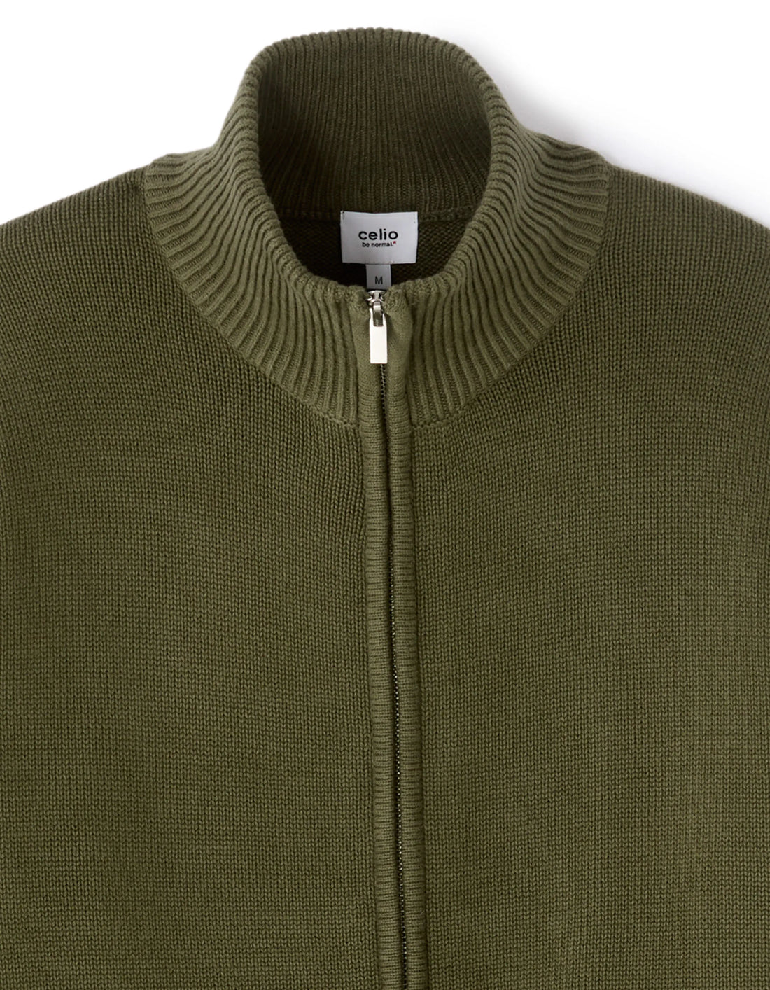 Celio_Green_100% Cotton Zip-Up Trucker Cardigan - Khaki_MERCIDUS_KAKI_02