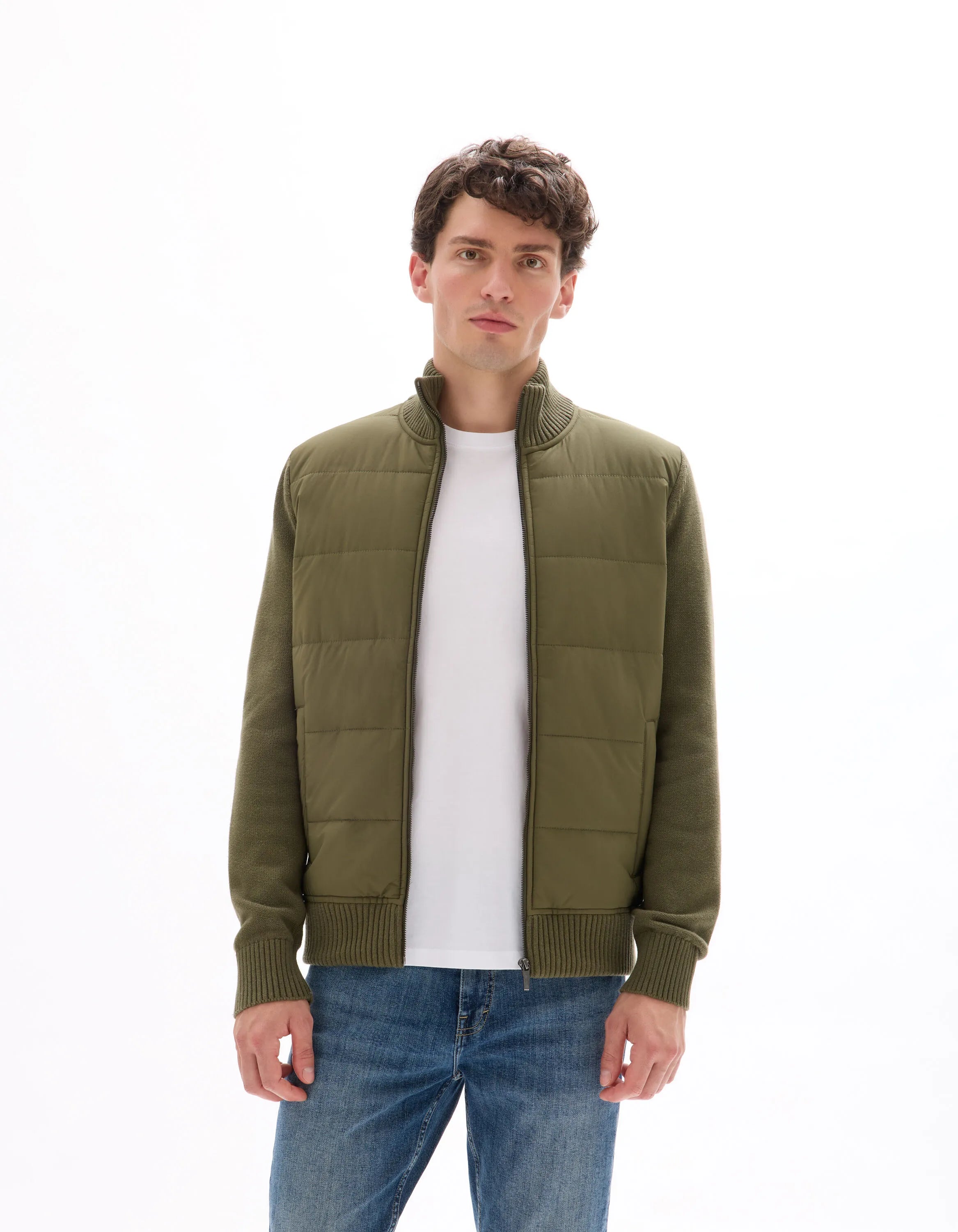 Celio_Kaki_100% Cotton Milano Knit Jacket_MERGUS_KAKI_02