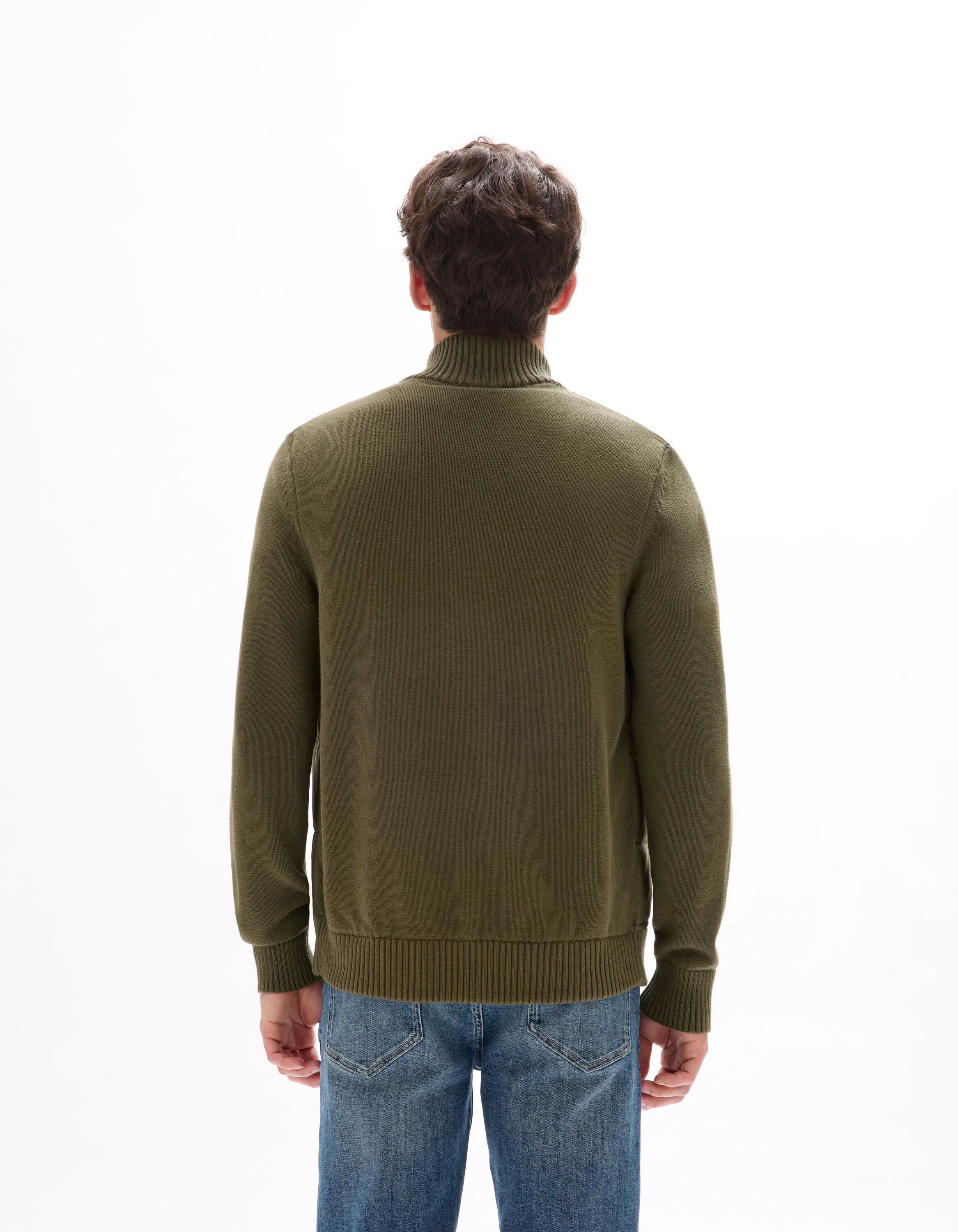 Celio_Kaki_100% Cotton Milano Knit Jacket_MERGUS_KAKI_03